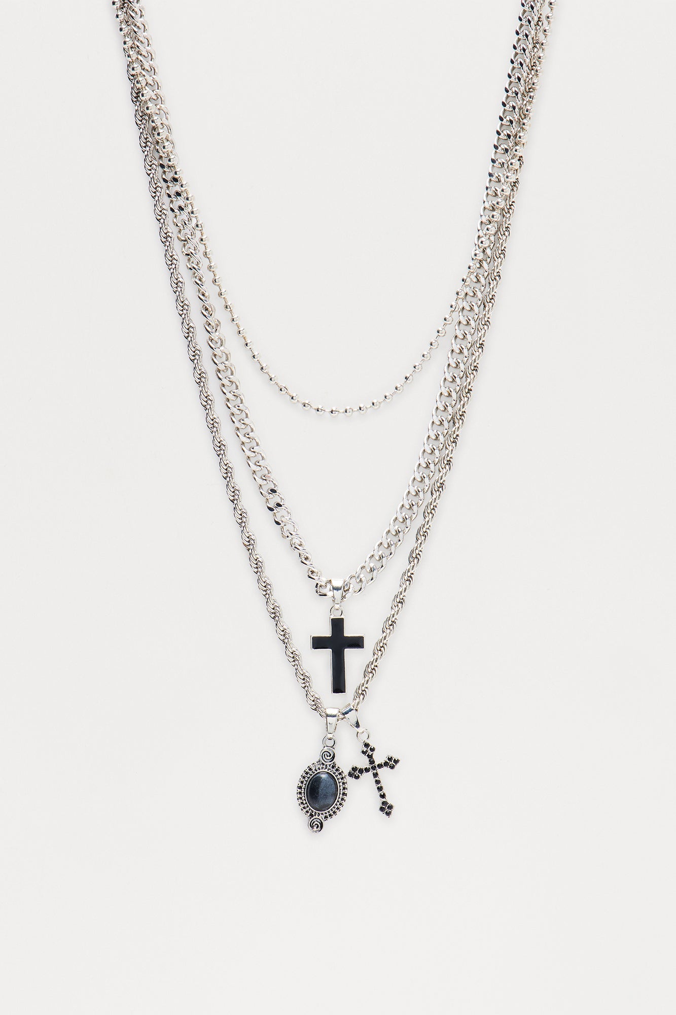 Sanctified Crosses Necklace Set - Silver/Combo