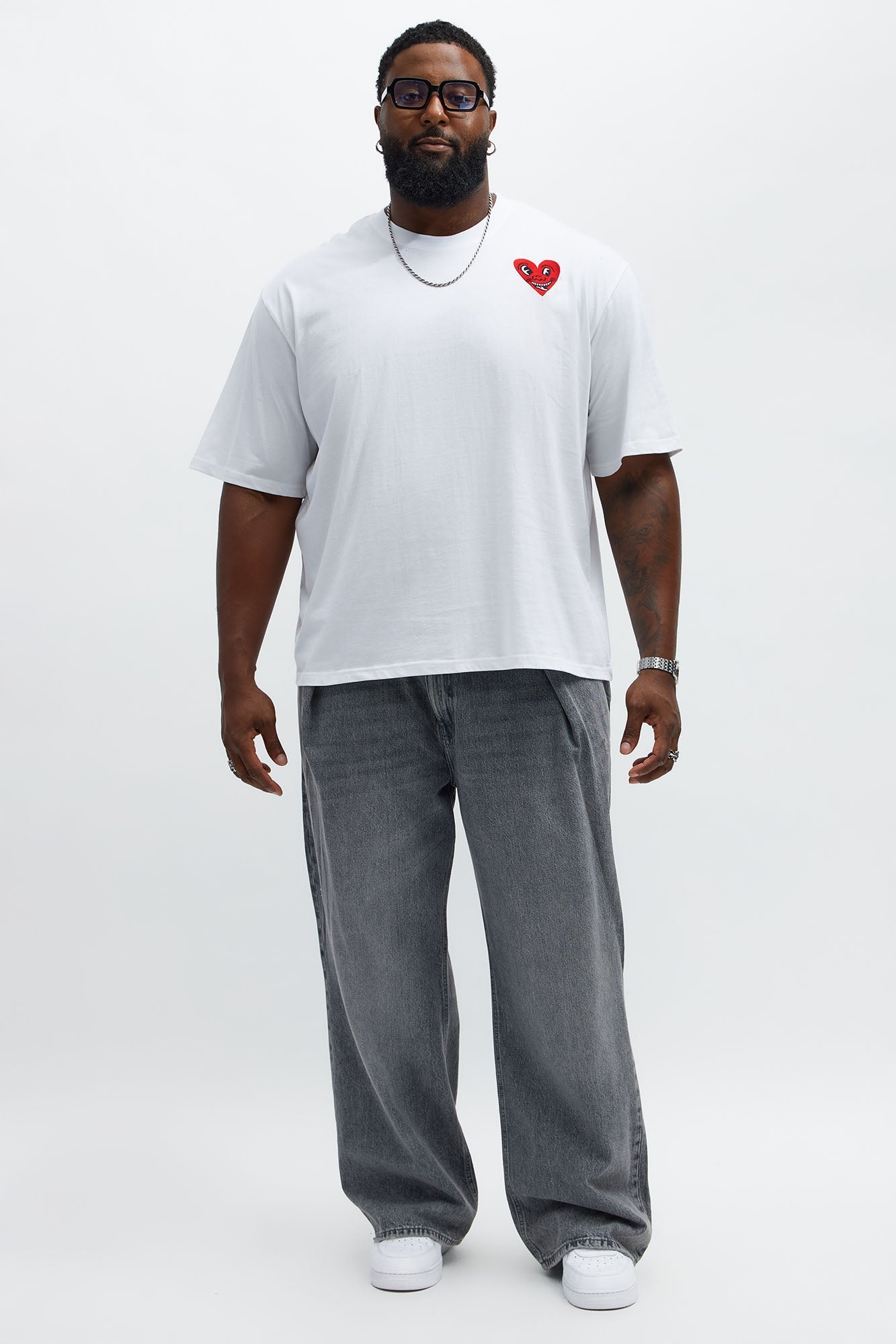 Keith Haring Heart Logo Oversized Short Sleeve Tee - White