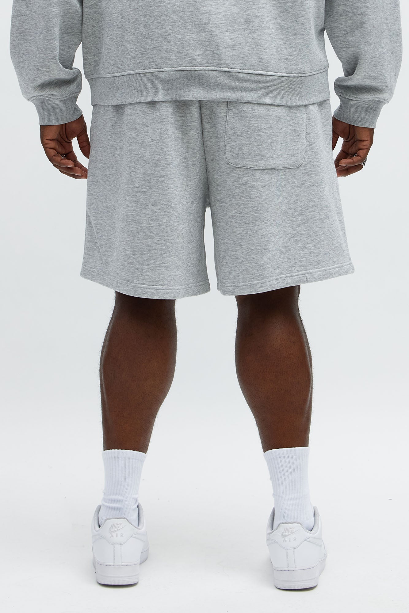 Tyson Relaxed Frayed Patch Sweatshorts - Heather Grey