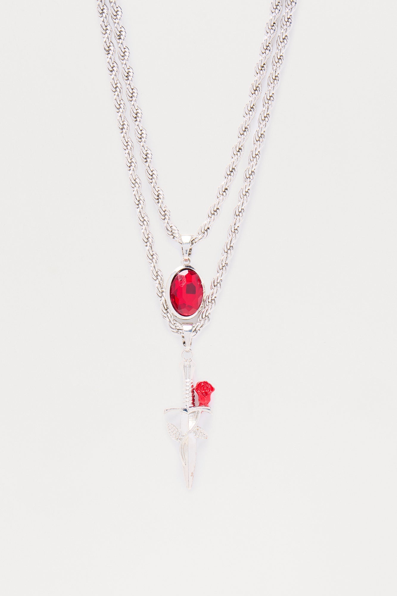 Street Saber Necklace Set - Silver/Combo