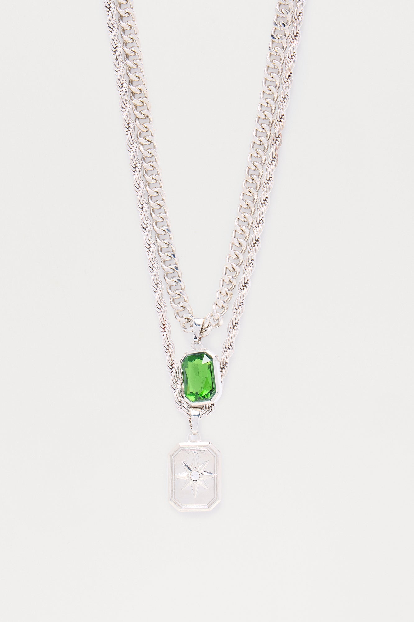 On The Bright Side Pendant Necklace Set - Silver/Combo