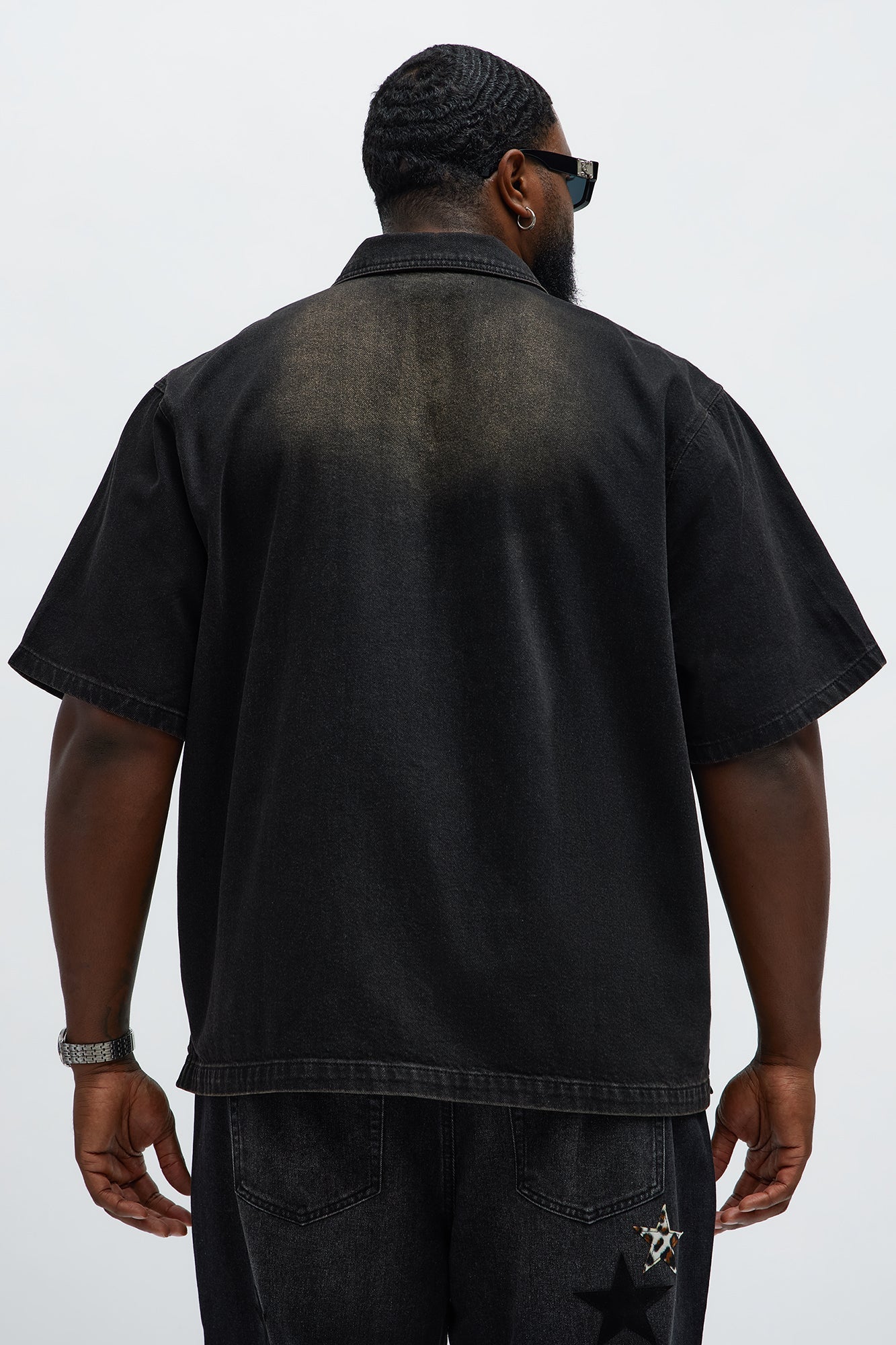 Washed Denim Button Up - Black