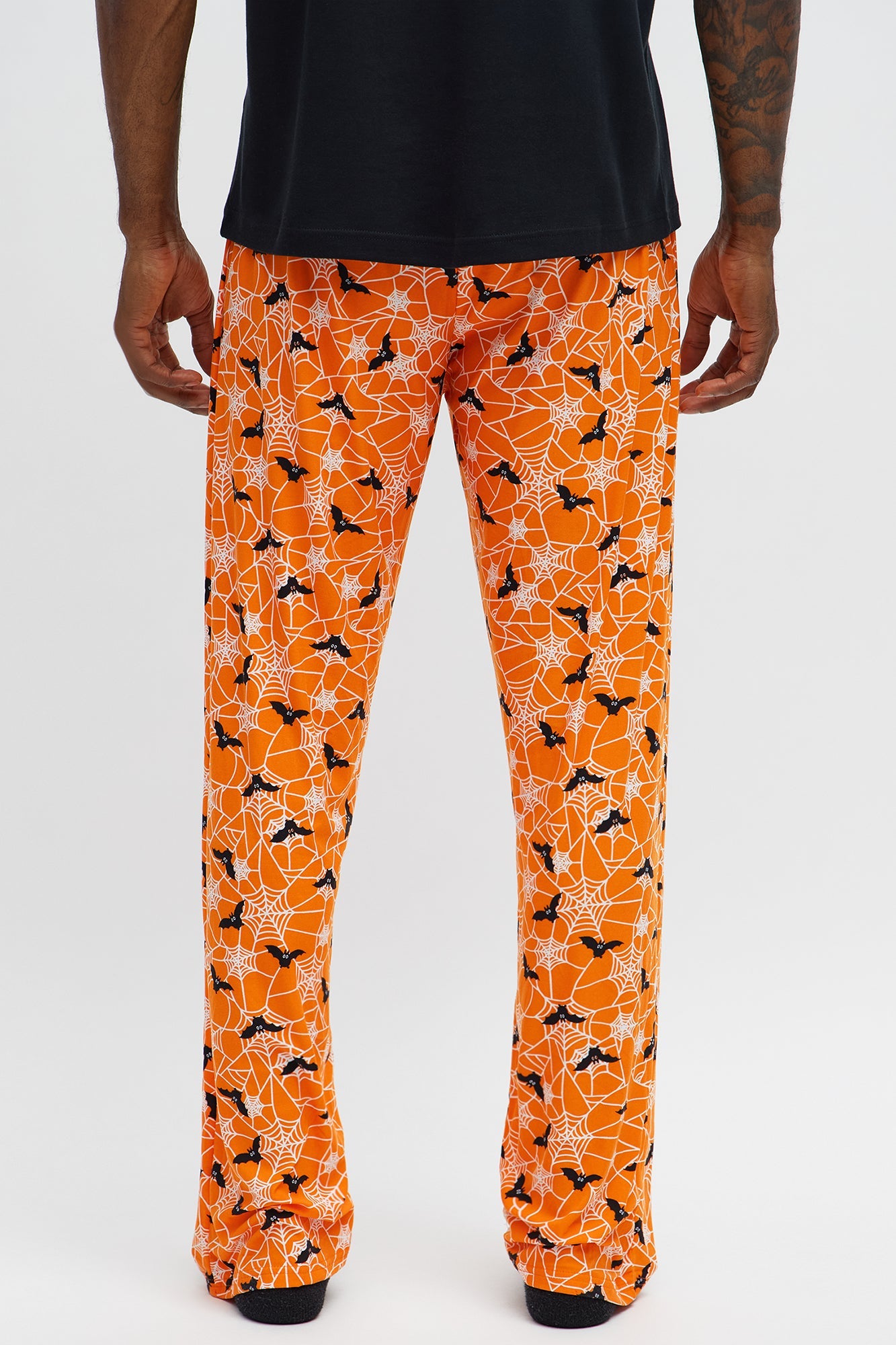 Web Of Bats Halloween Lounge Pants - Orange/combo