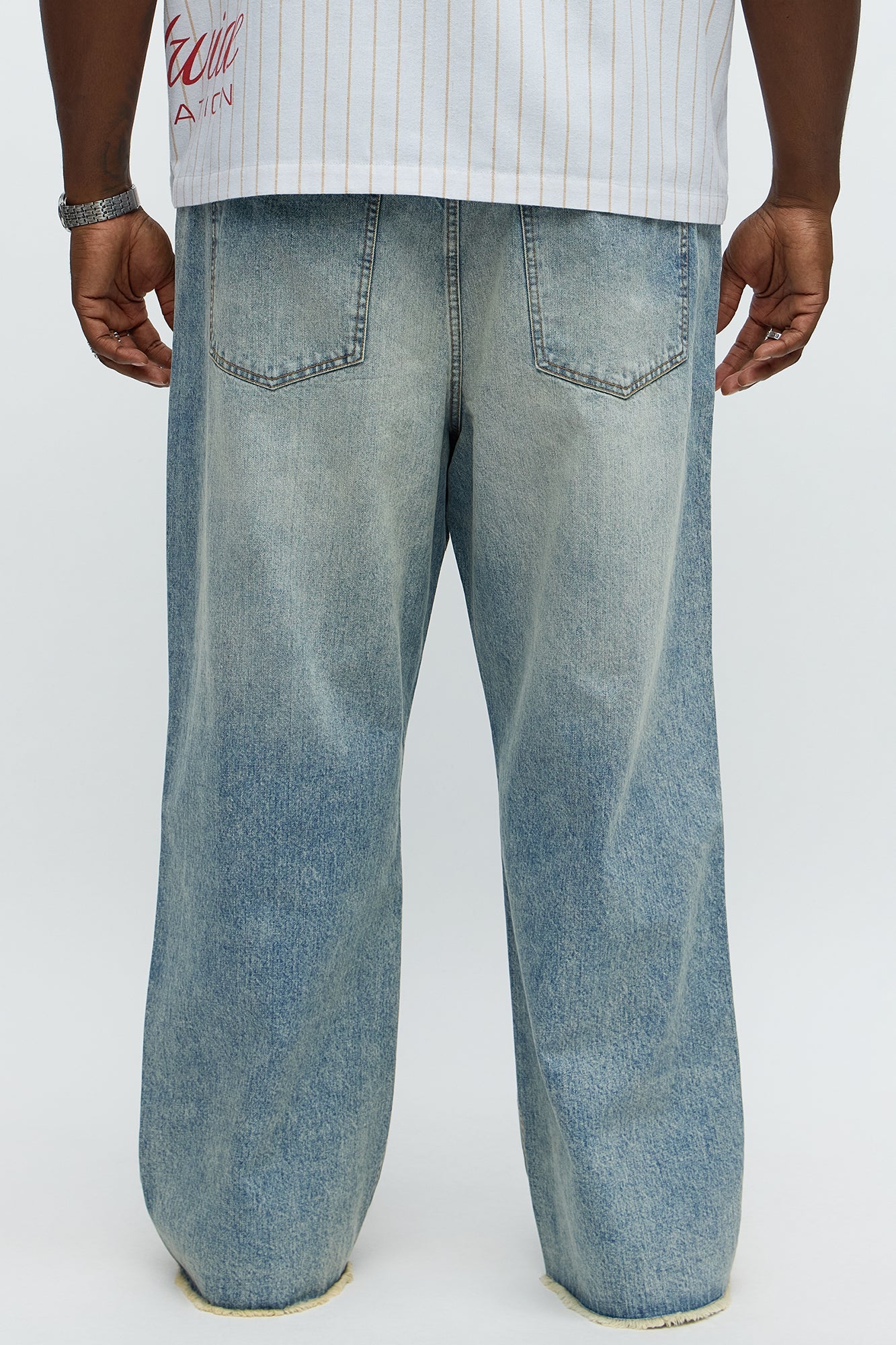 Baggy Be Conscious Distressed Jeans - Light Blue Wash