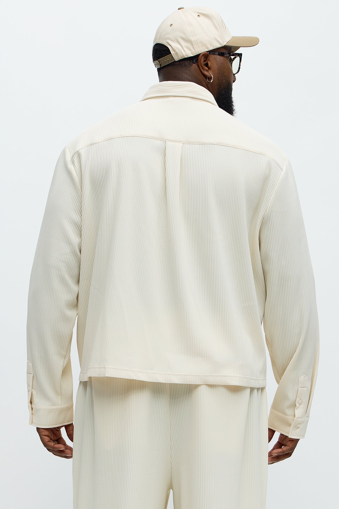 Show Up Cropped Long Sleeve Button Up Shirt - Off White