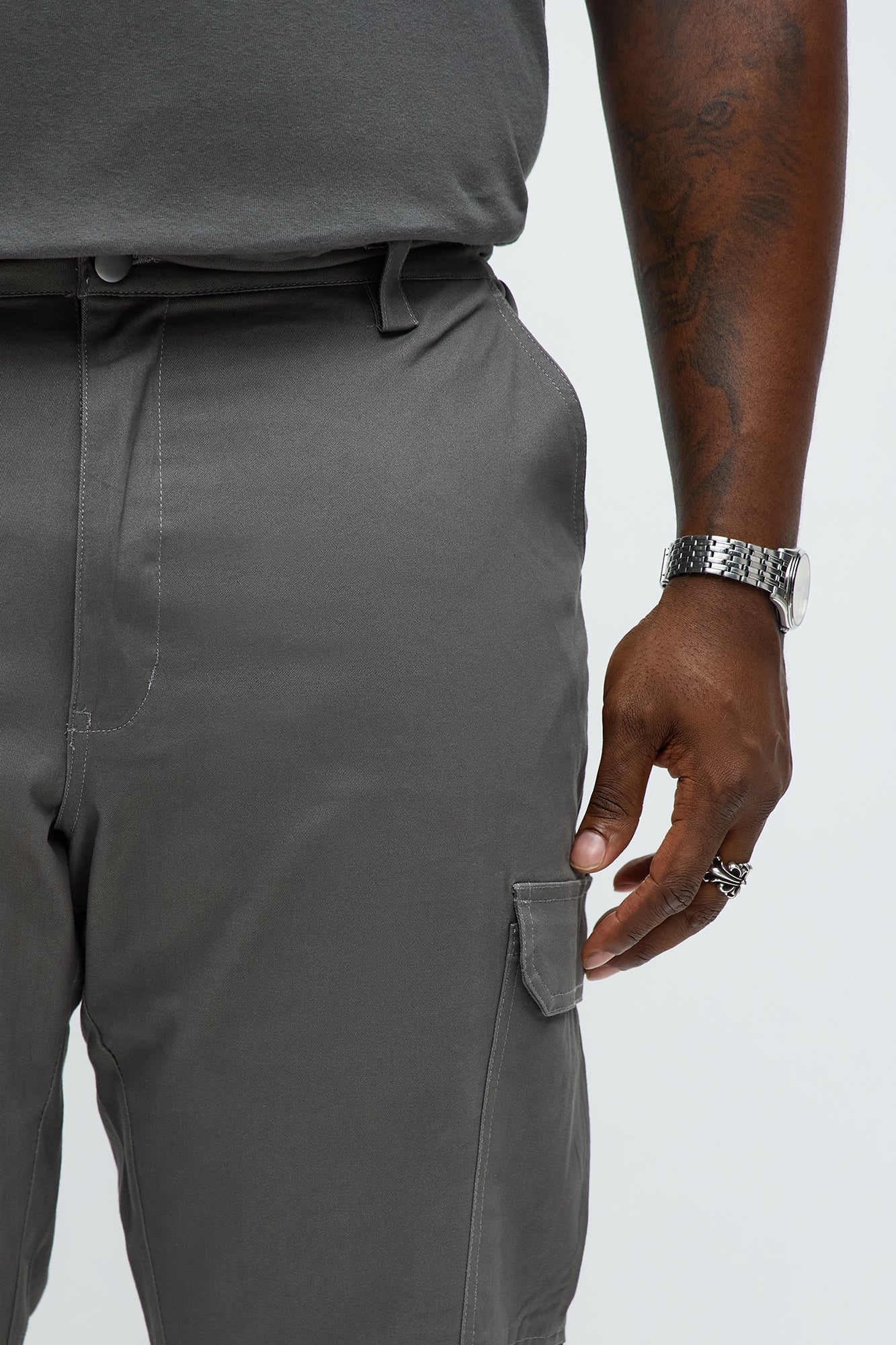 Stacked Slim Flare Kryptonite Cargo Pants - Grey