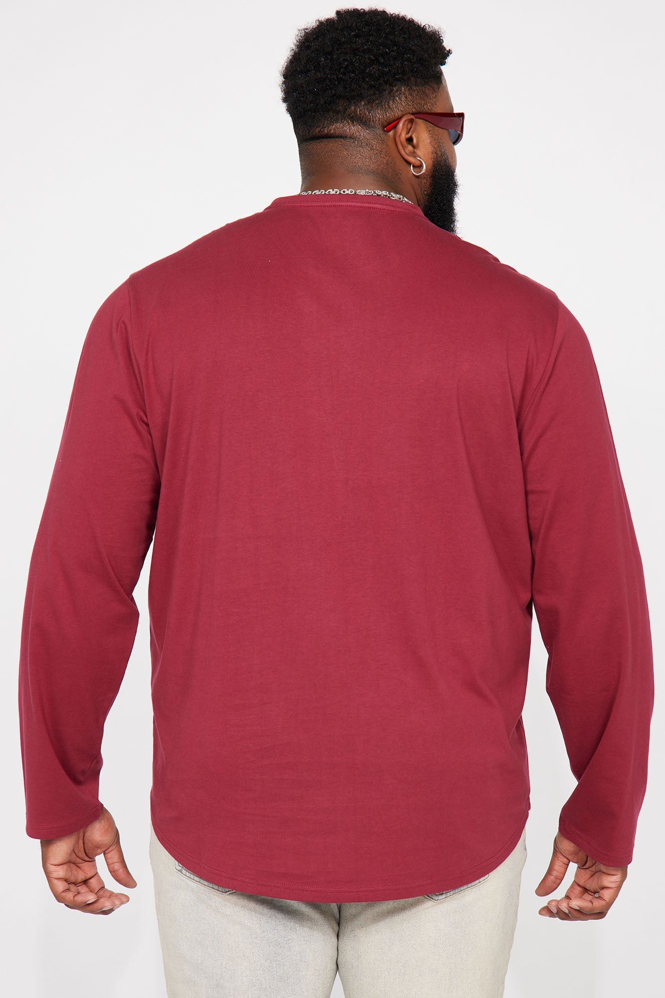 Essential Long Sleeve Scallop Tee - Burgundy
