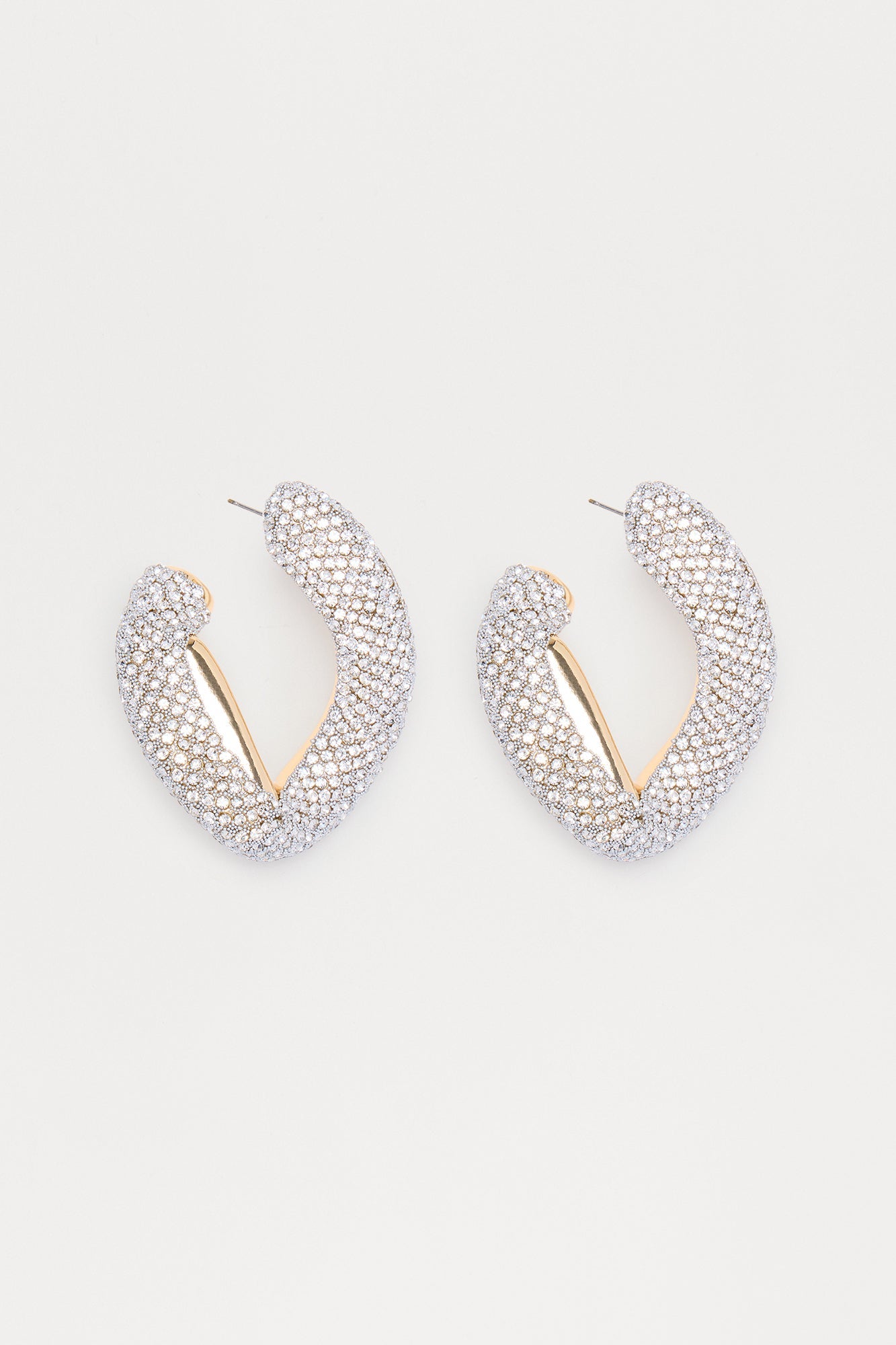 Daniela Rhinestone Abstract Drop Earrings - Gold
