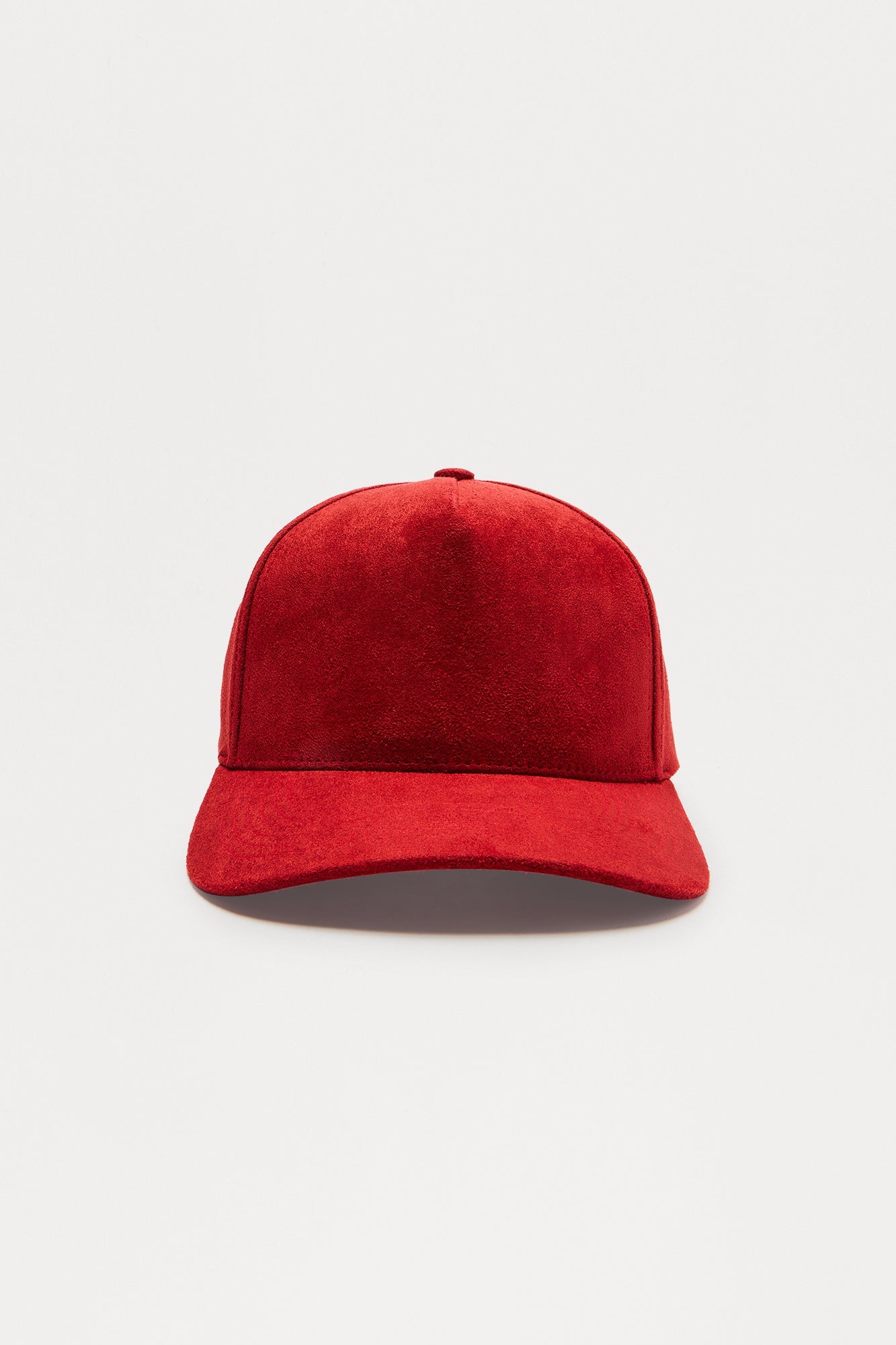 Luxuries Faux Suede Structured Snapback Hat - Red