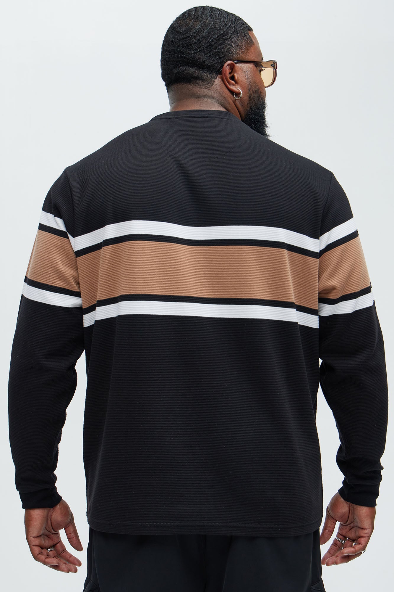 Keep It Classy Textured Long Sleeve Tee - Black/combo