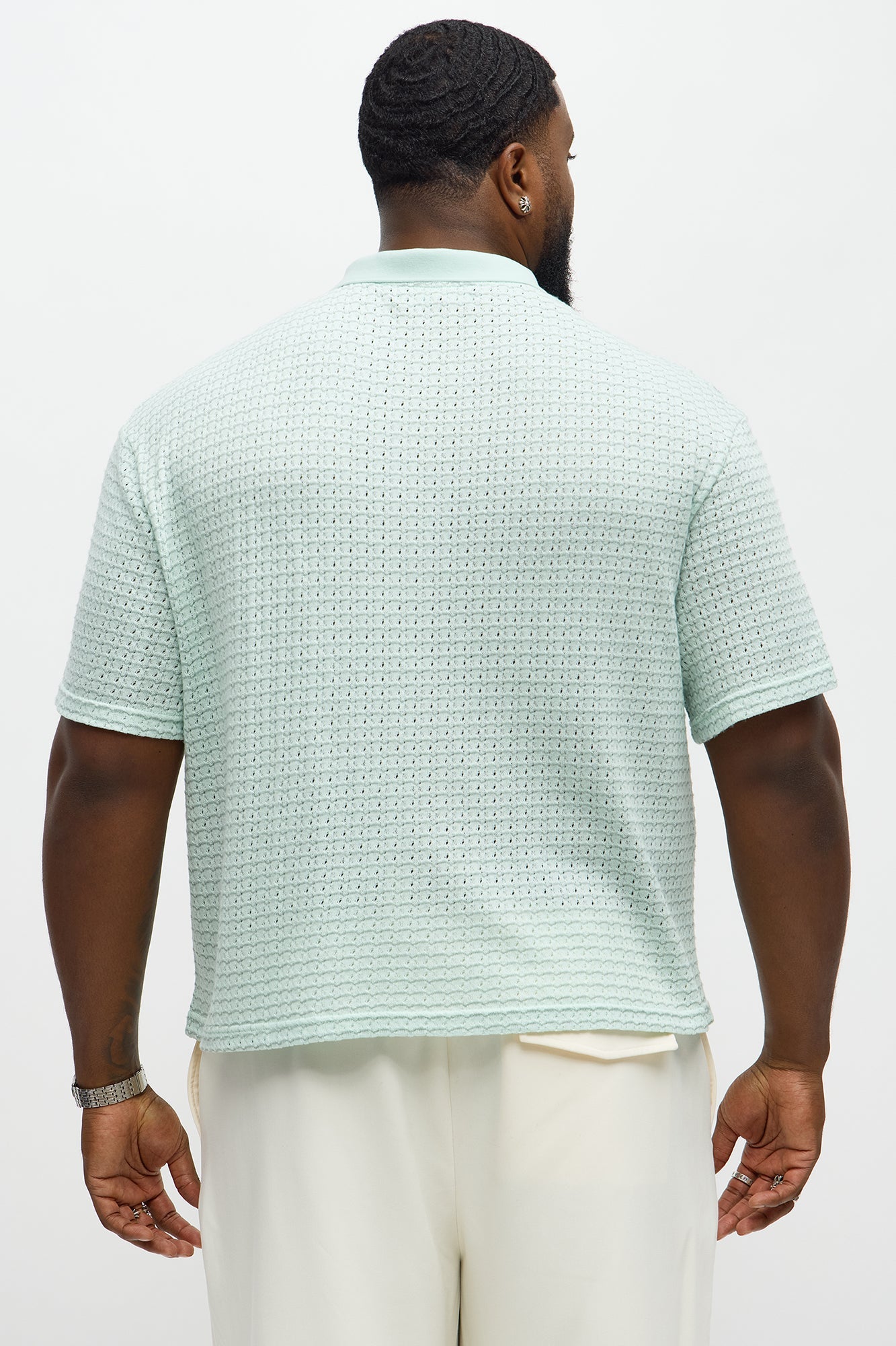 Regular Fit Color Block Button up Sweater Shirt - Teal