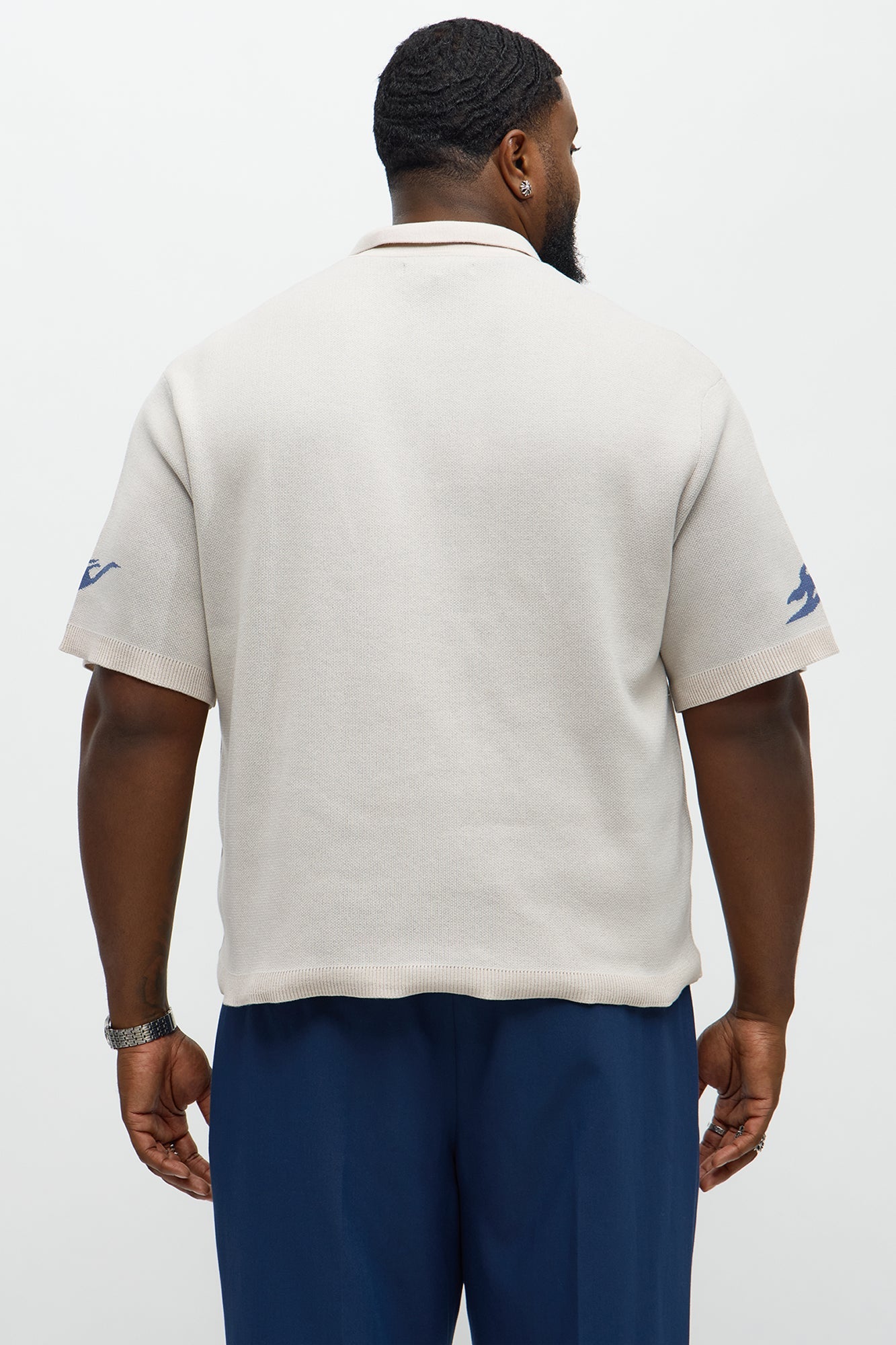 Regular Fit 13 Button Up Sweater Shirt - Cream/combo