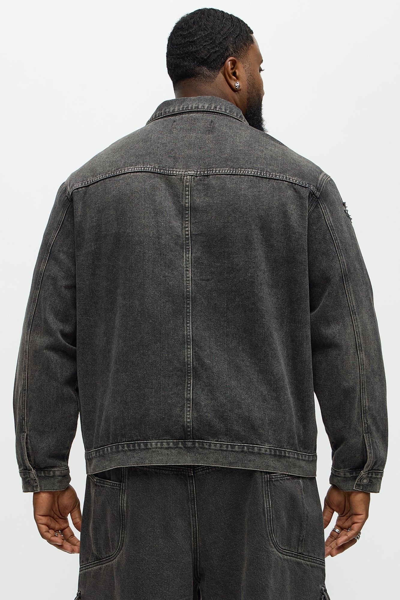 Underground Distressed Trucker Trucker Jacket - Black Wash