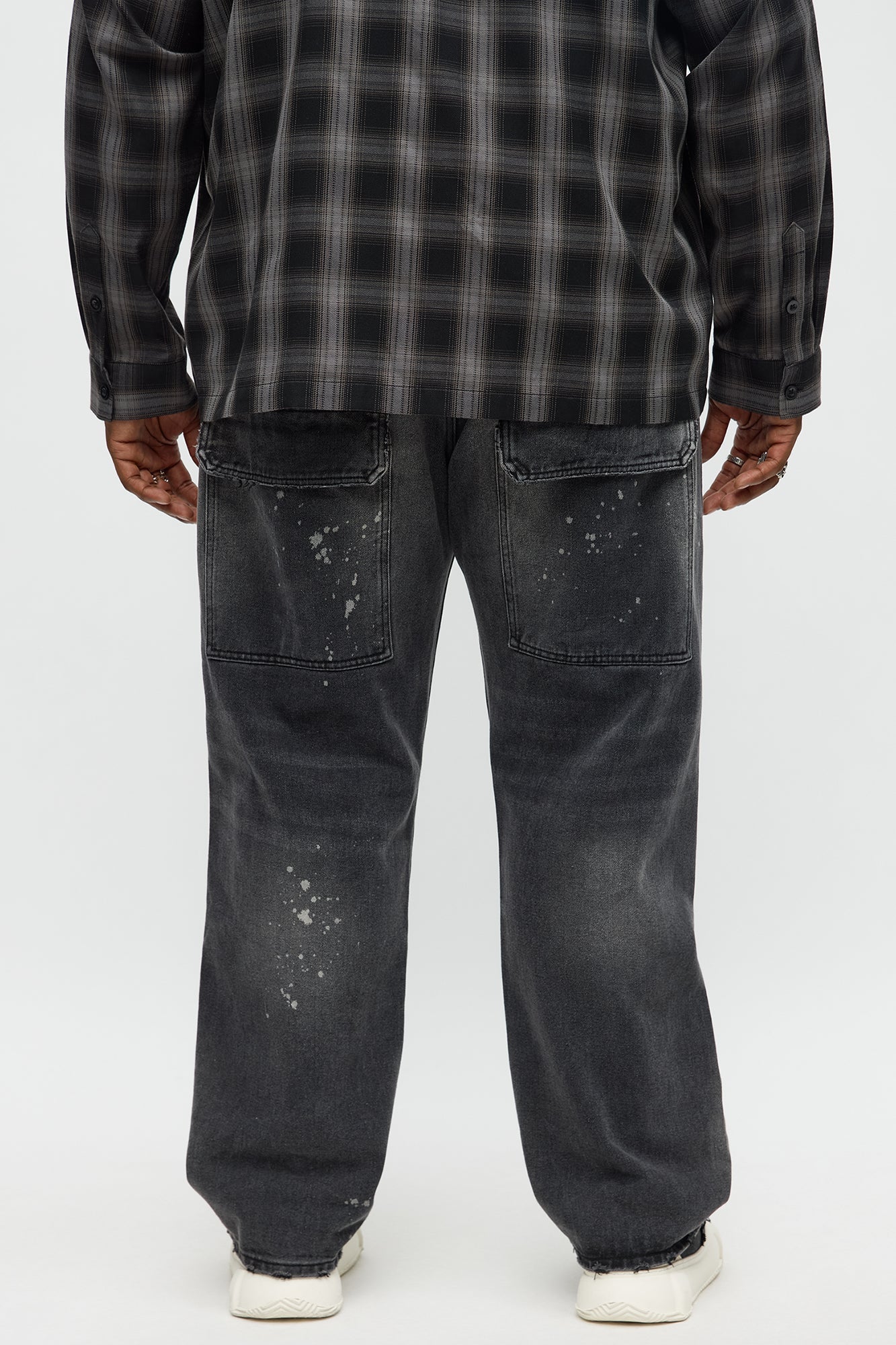 Straight Nocturnal Edge Distressed Jeans - Black Wash