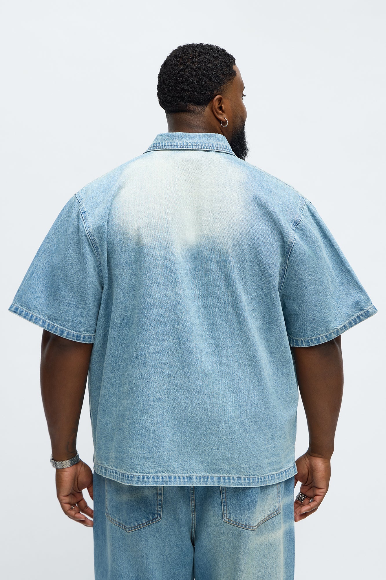 Washed Denim Button Up - Light Blue