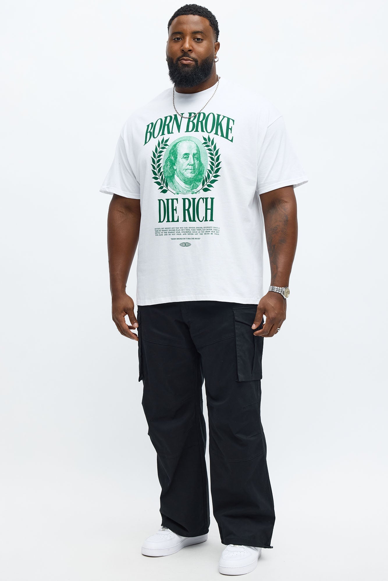 Born Broke Die Rich Short Sleeve Tee - White