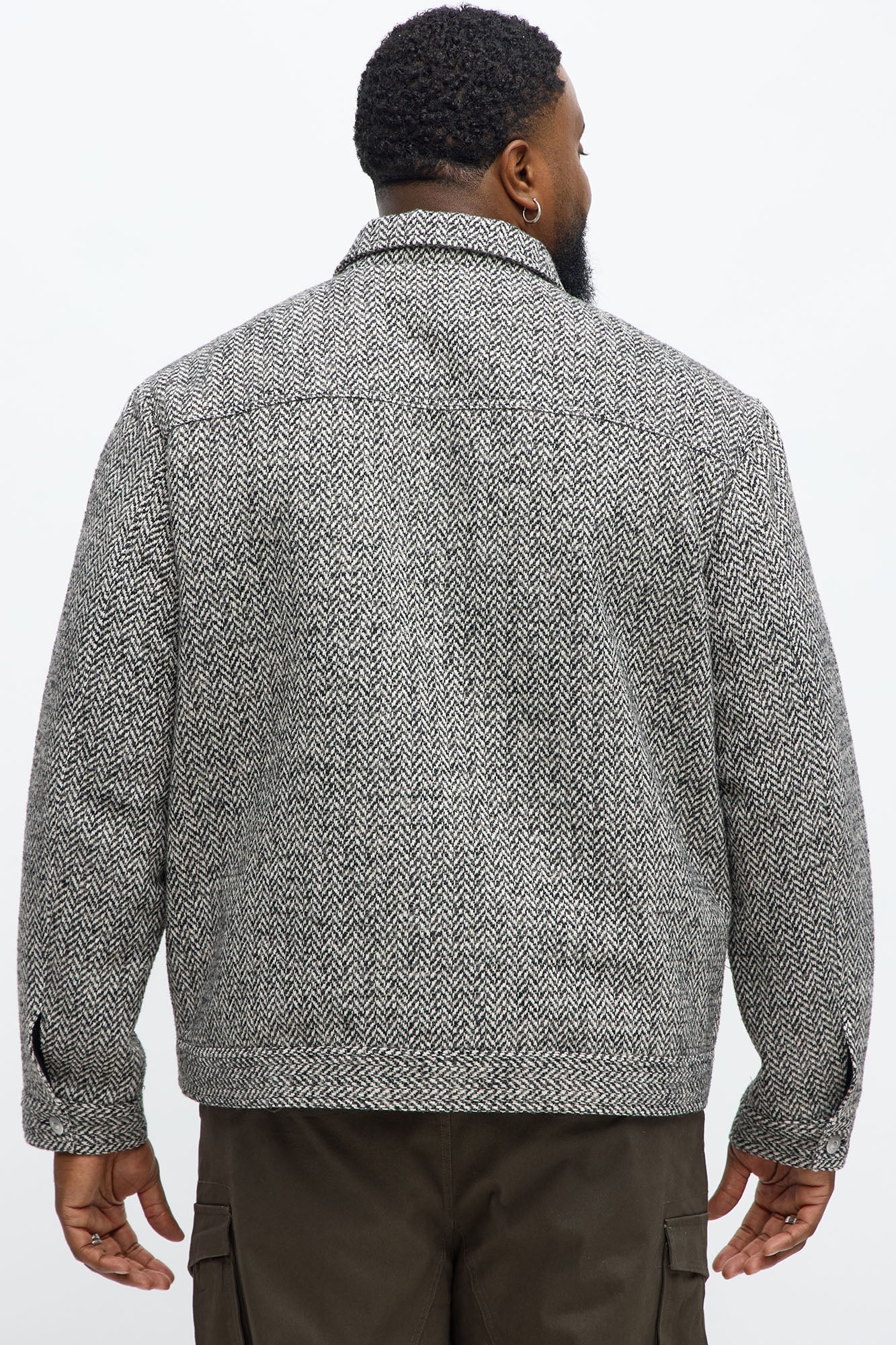 Hustler Herringbone Tweed Trucker Jacket - Grey/combo