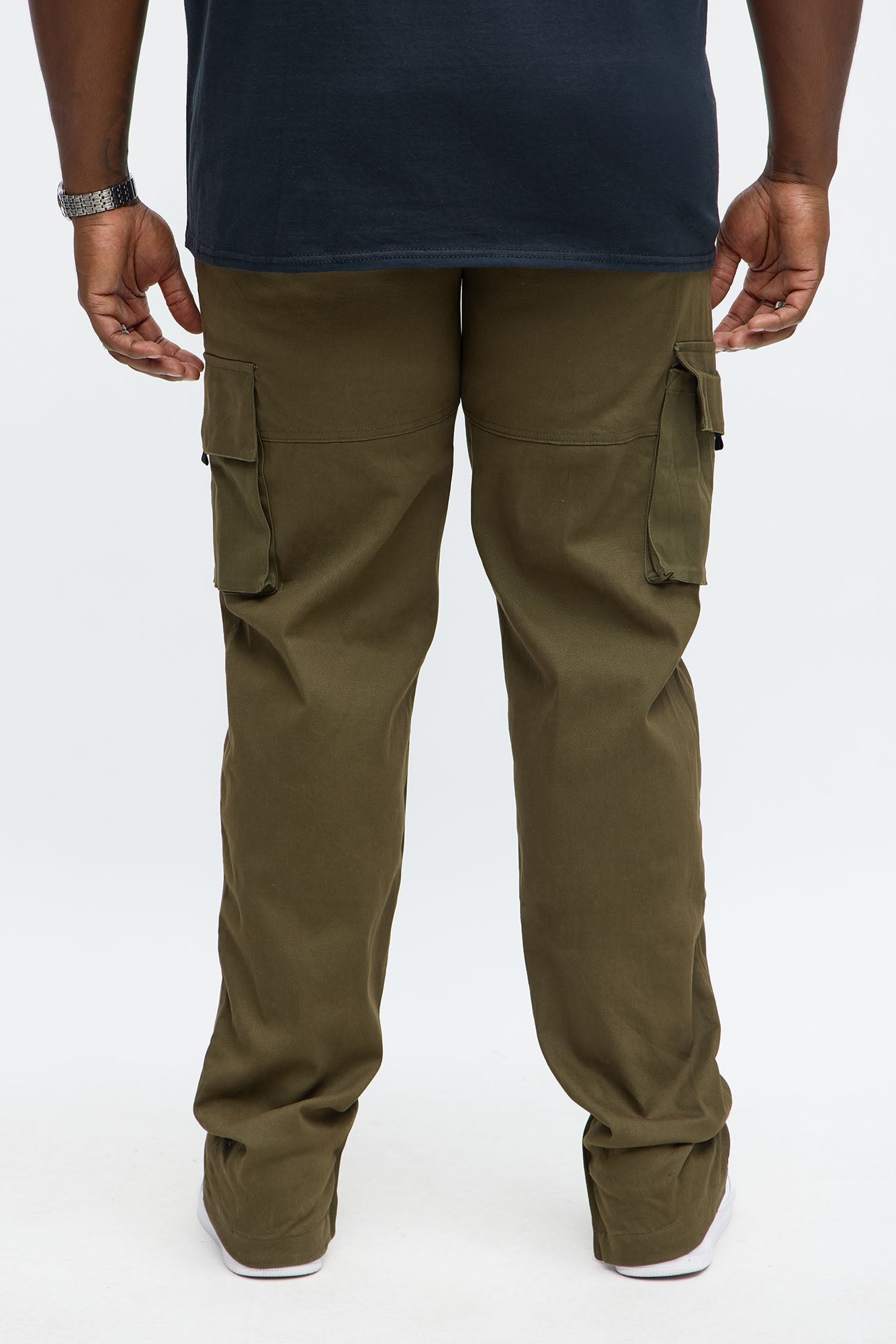 Straight Cargo Ankle Zipper Pants - Olive