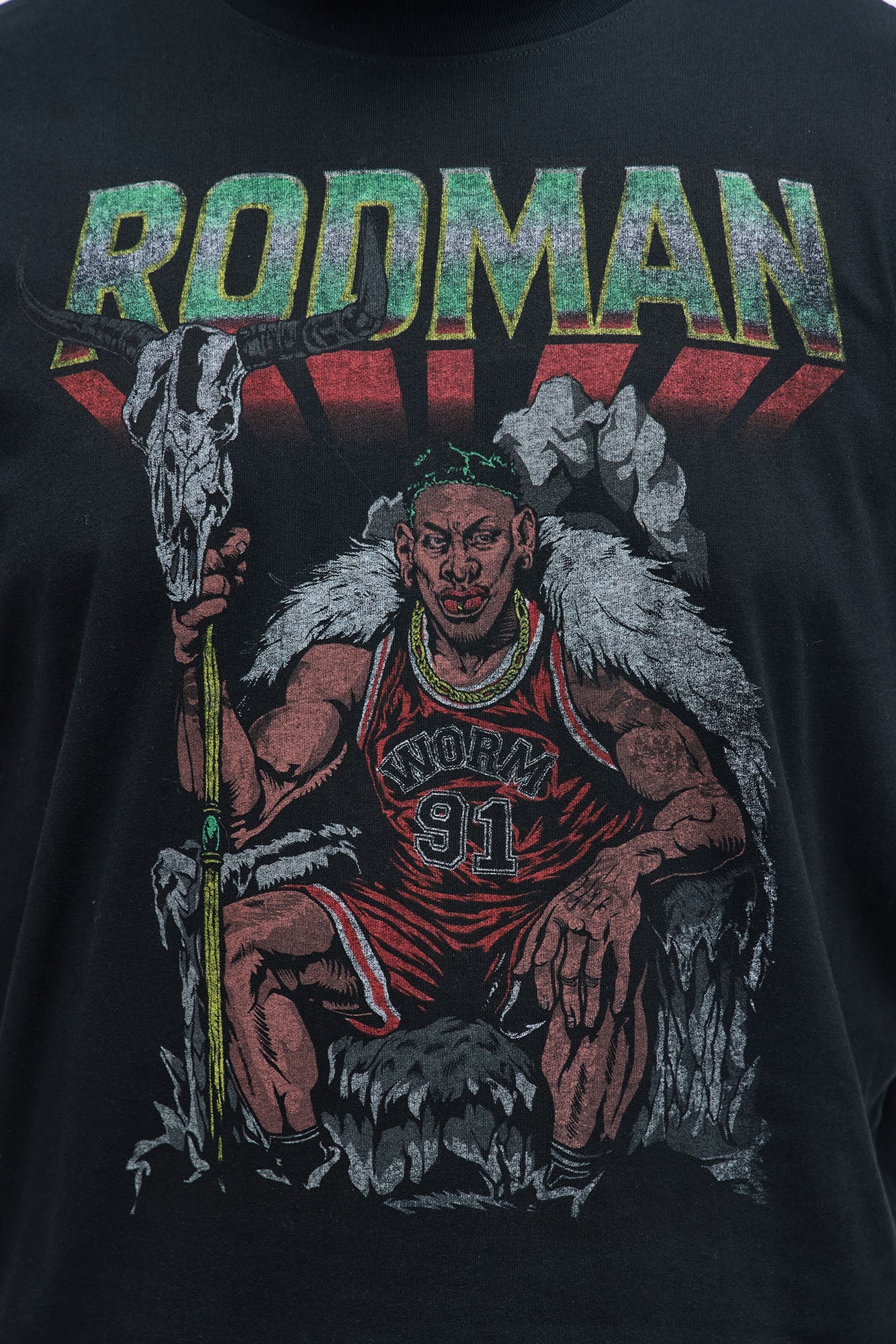 Dennis Rodman At The Throne Short Sleeve Tee - Black Wash