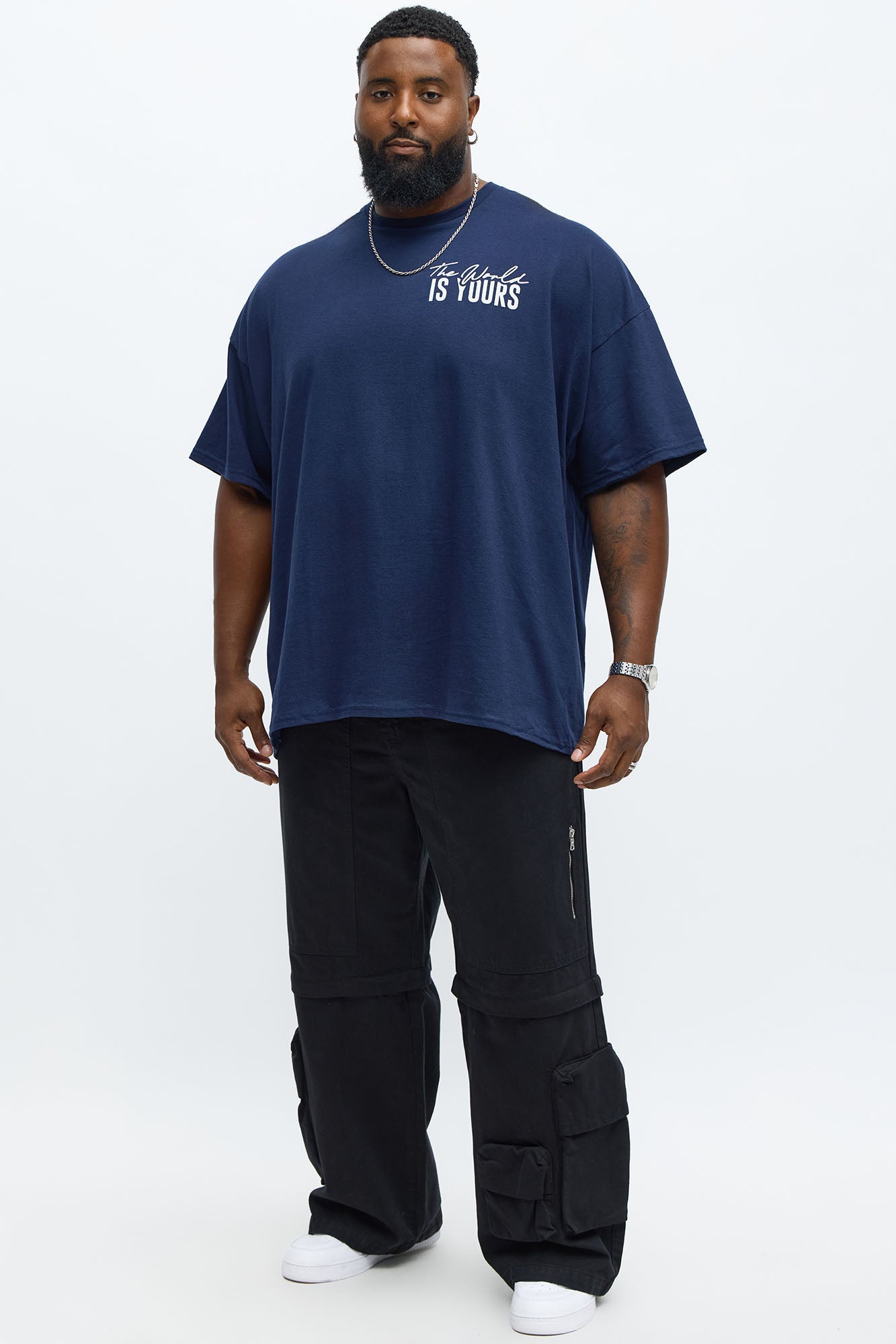 The World Is Yours Oversized Short Sleeve Tee - Navy