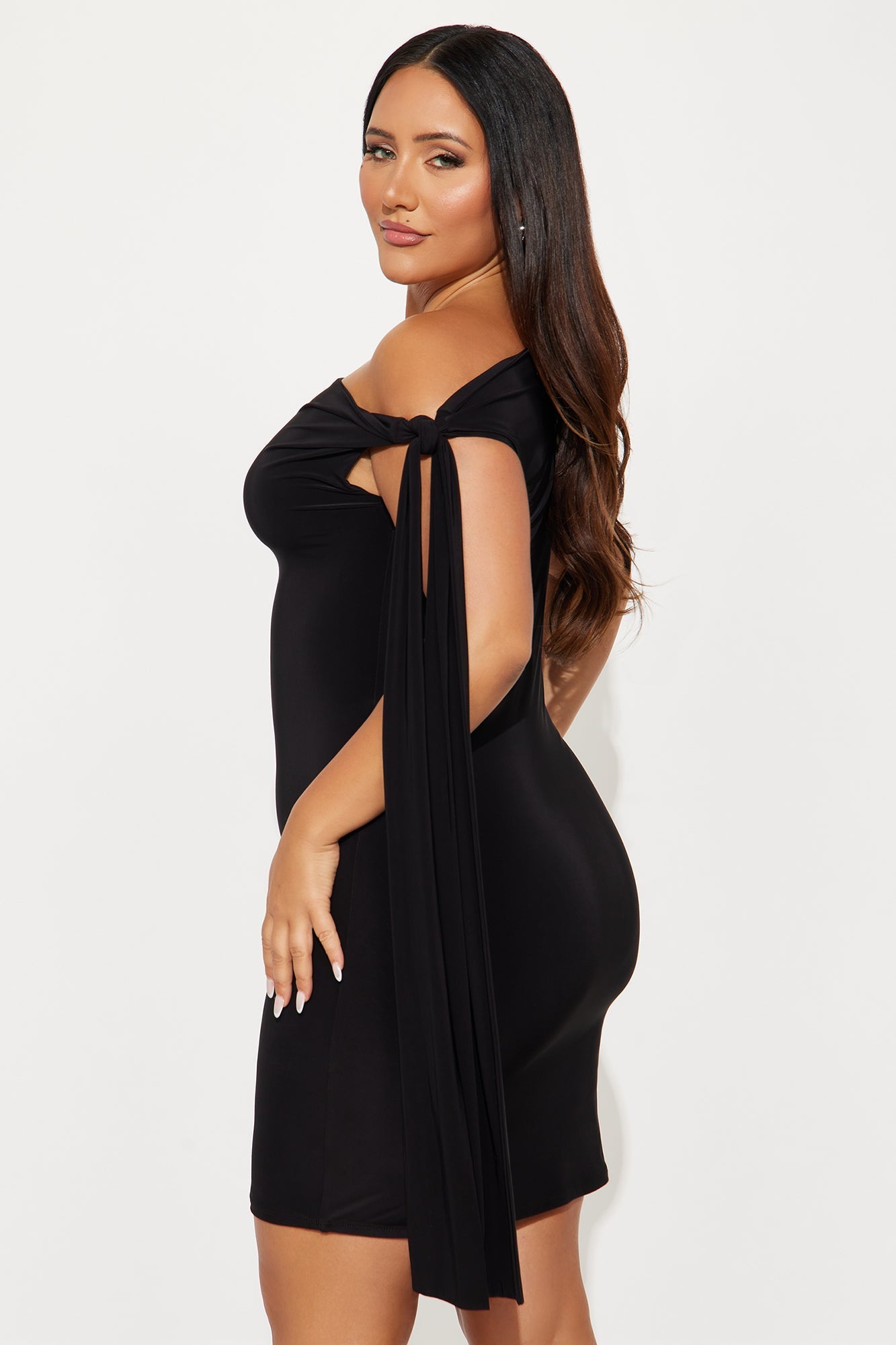 Tall Olympia One Shoulder Mini Dress - Black