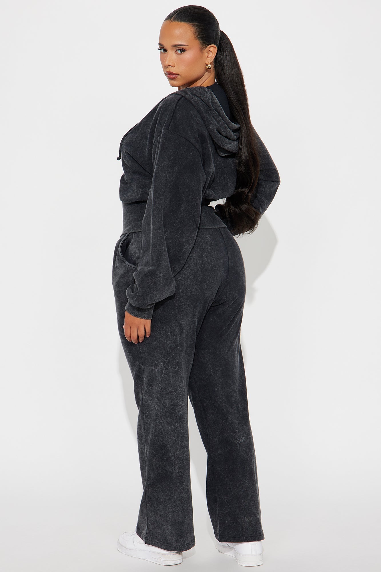 Mood All Day French Terry Pant Set - Charcoal