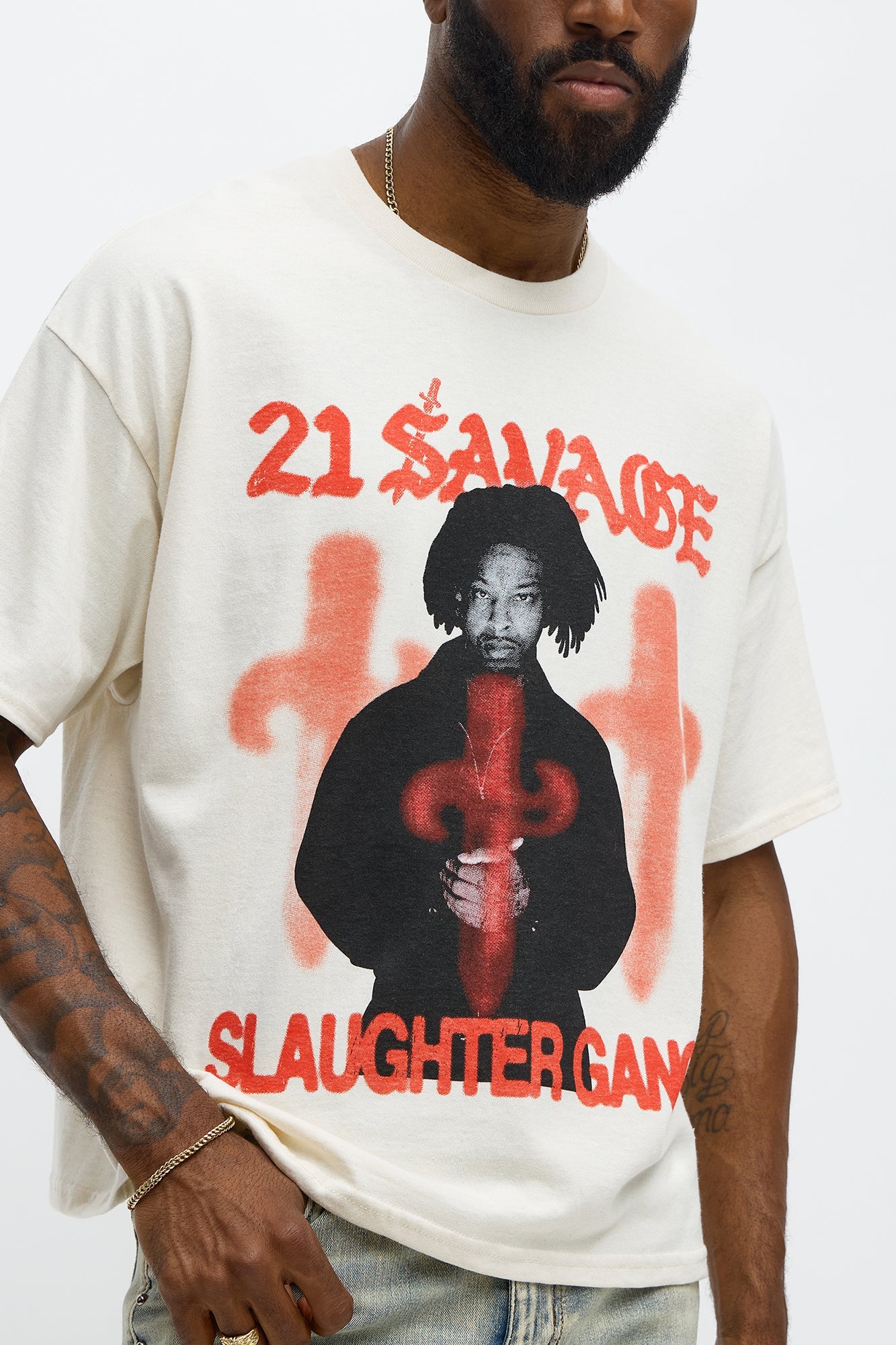 21 Savage Dirty K Oversized Short Sleeve Tee - Natural