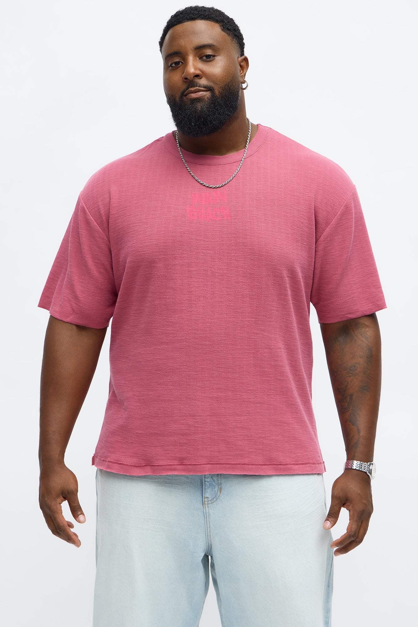 Relaxed Miami Beach Spray Paint Tee - Pink
