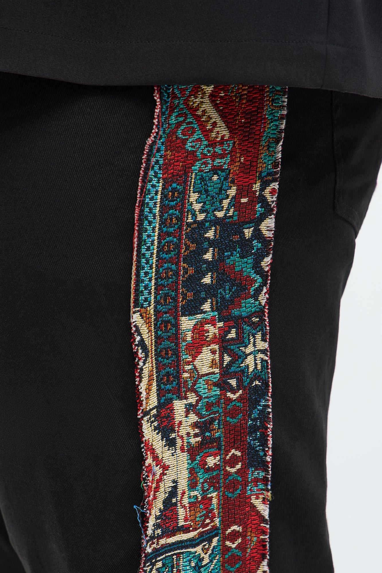 Stacked Slim Flare Hit The Side With Tapestry Jeans - Black