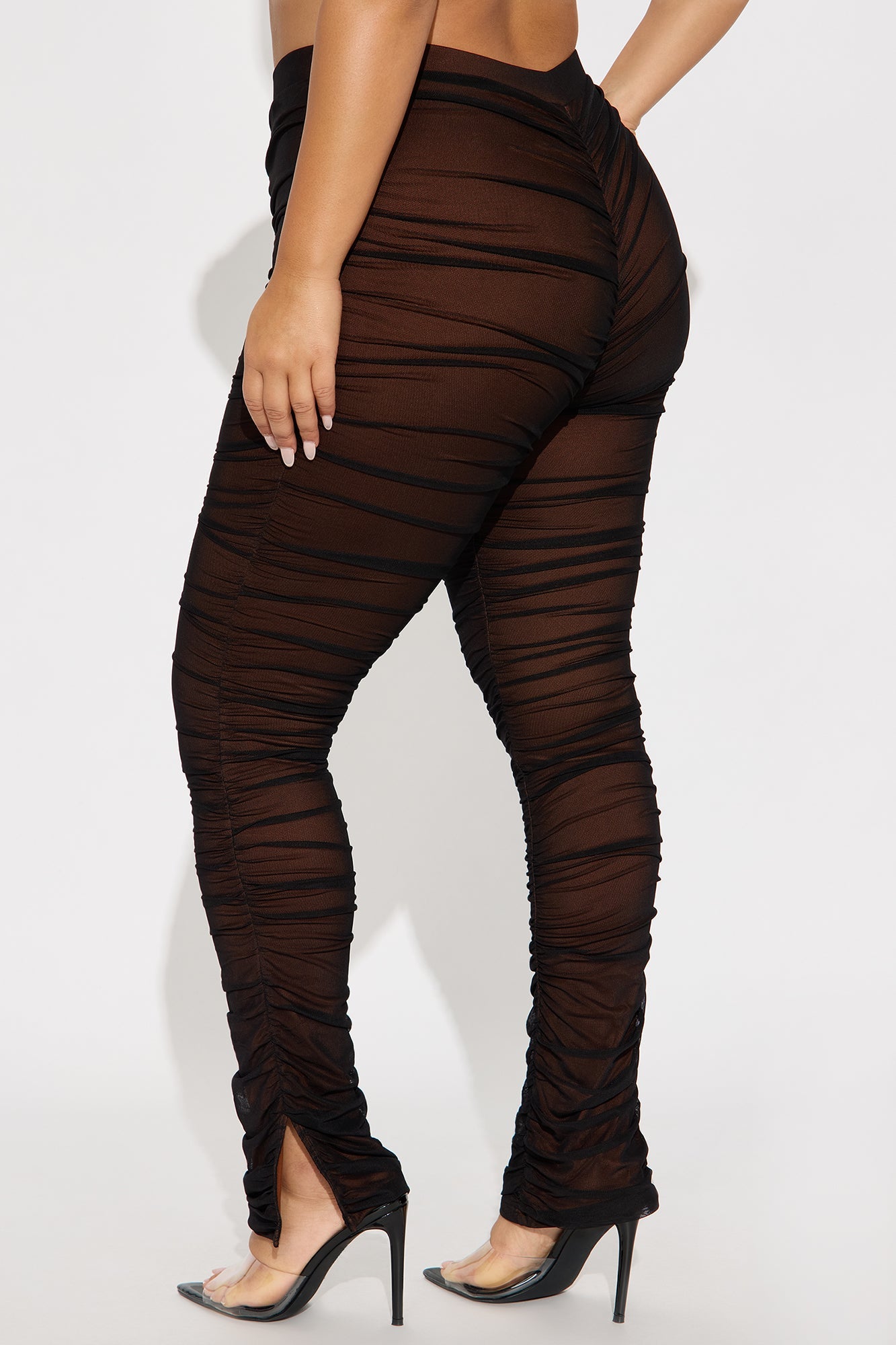 Game Changer Ruched Mesh Legging - Brown