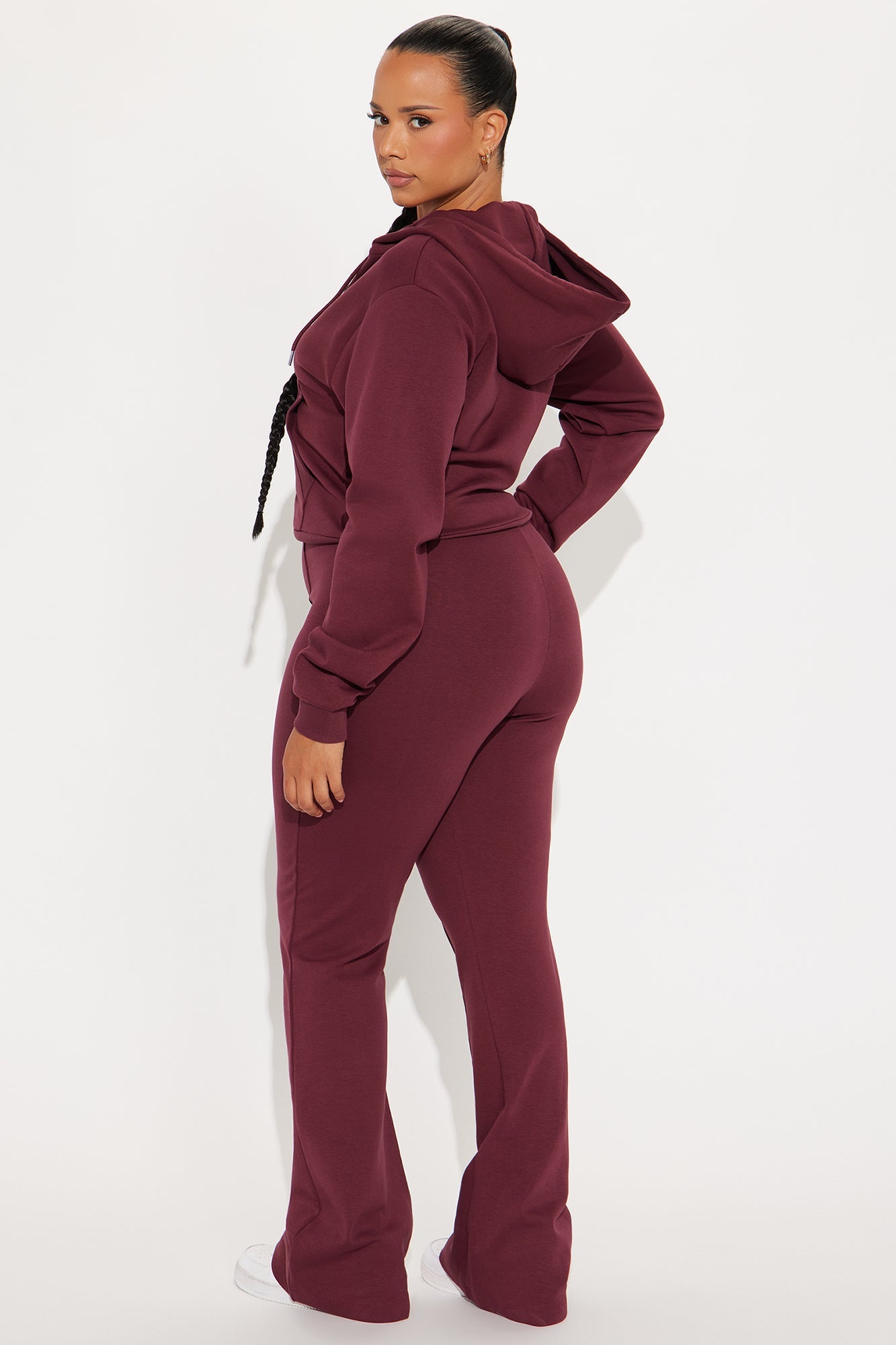 Ready To Go Zip Up Pant Set - Burgundy