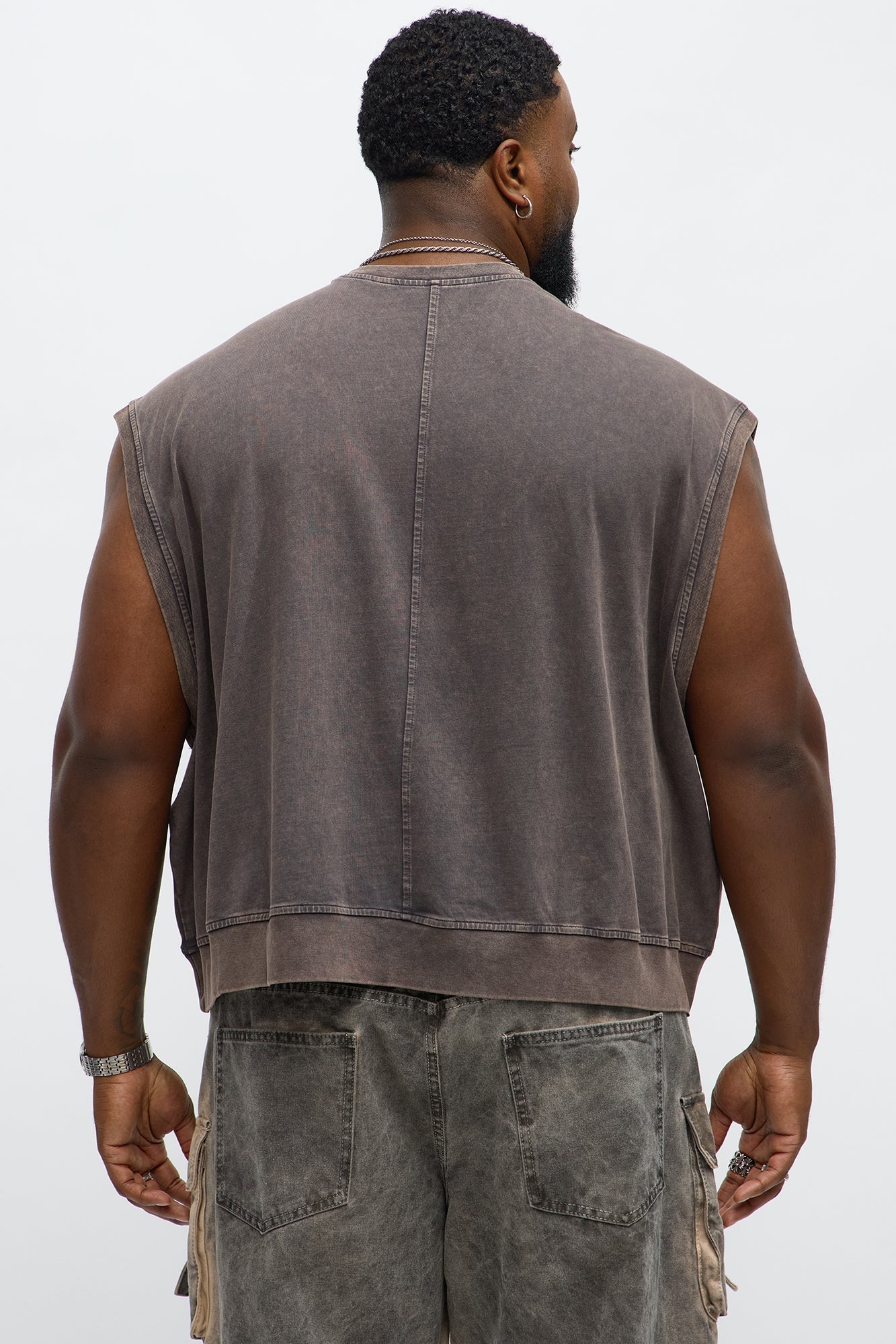 Boxy Washed Up Muscle Tee - Dark Grey