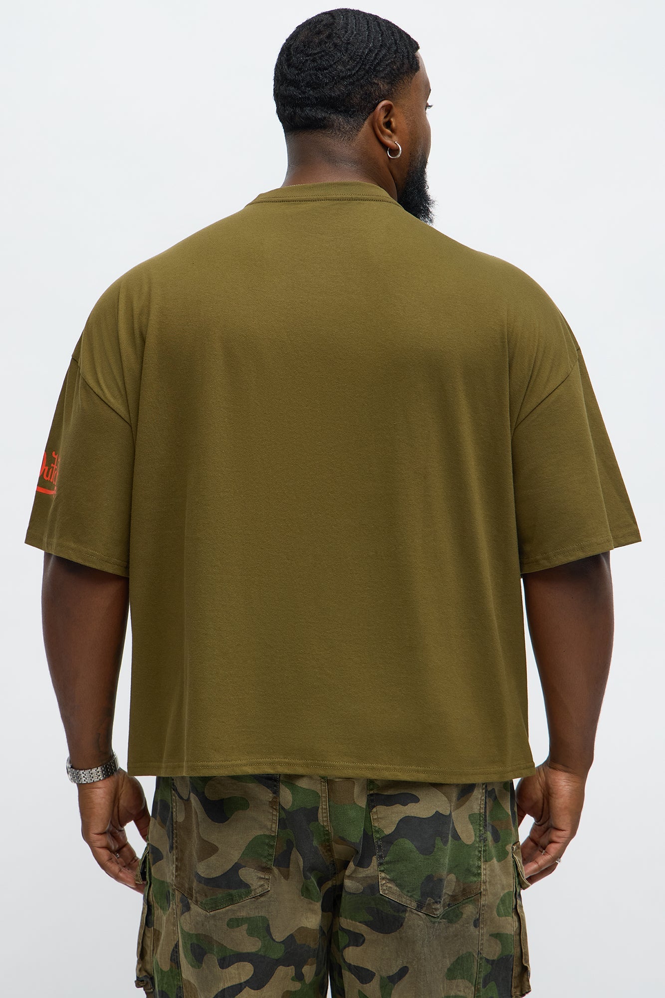 Oversized Cropped Von Dutch Fly High Tee - Olive