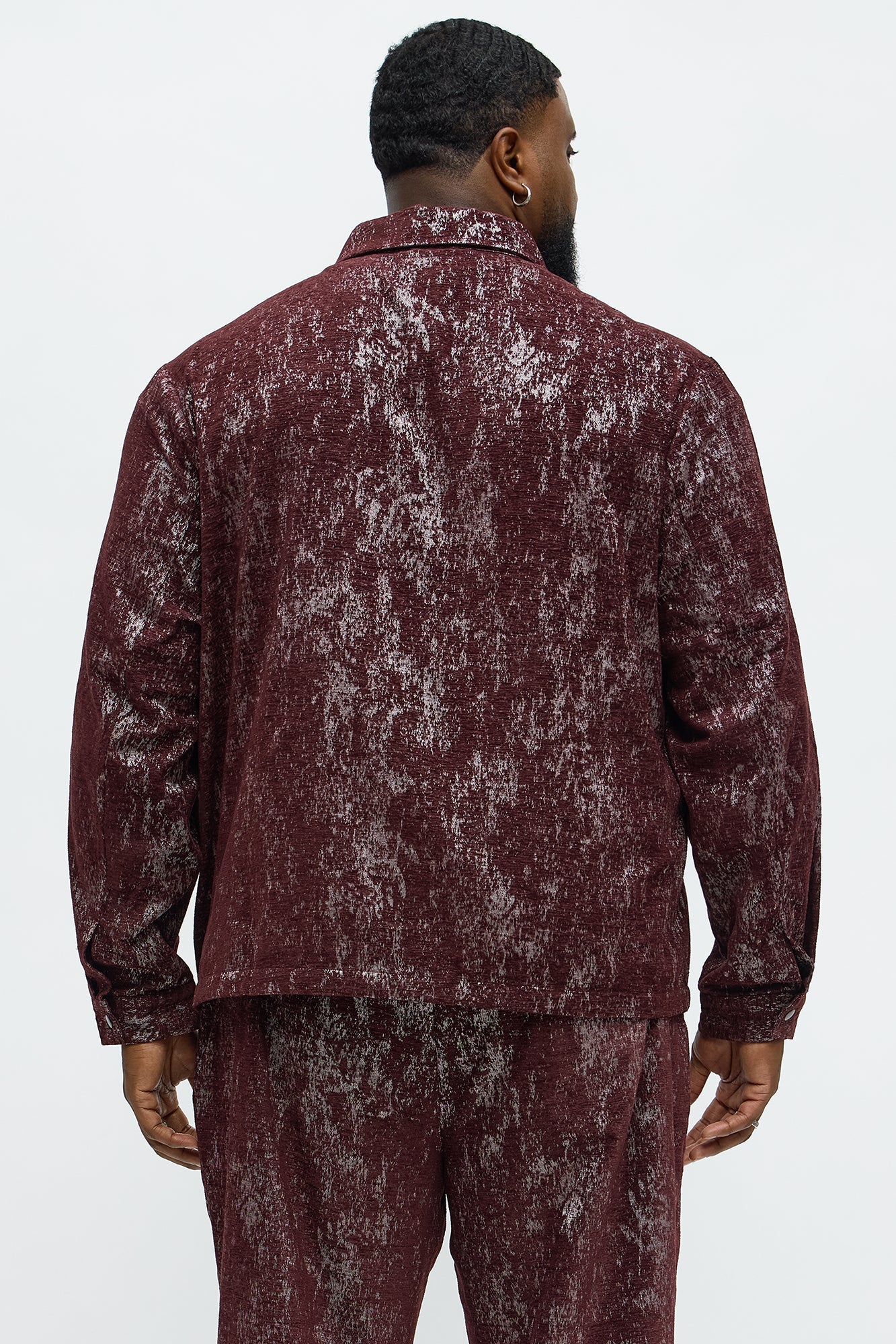 Velvet Heathered Work Jacket - Burgundy