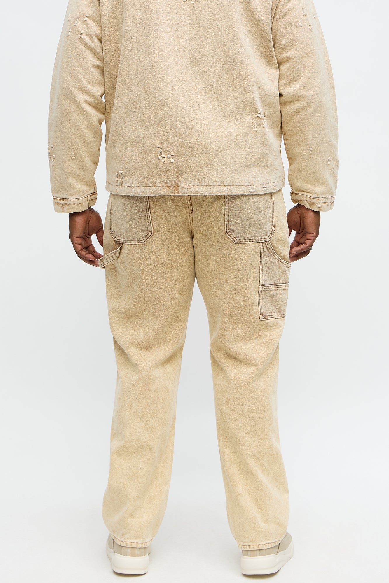 Straight Distressed Carpenter Jean - Tan