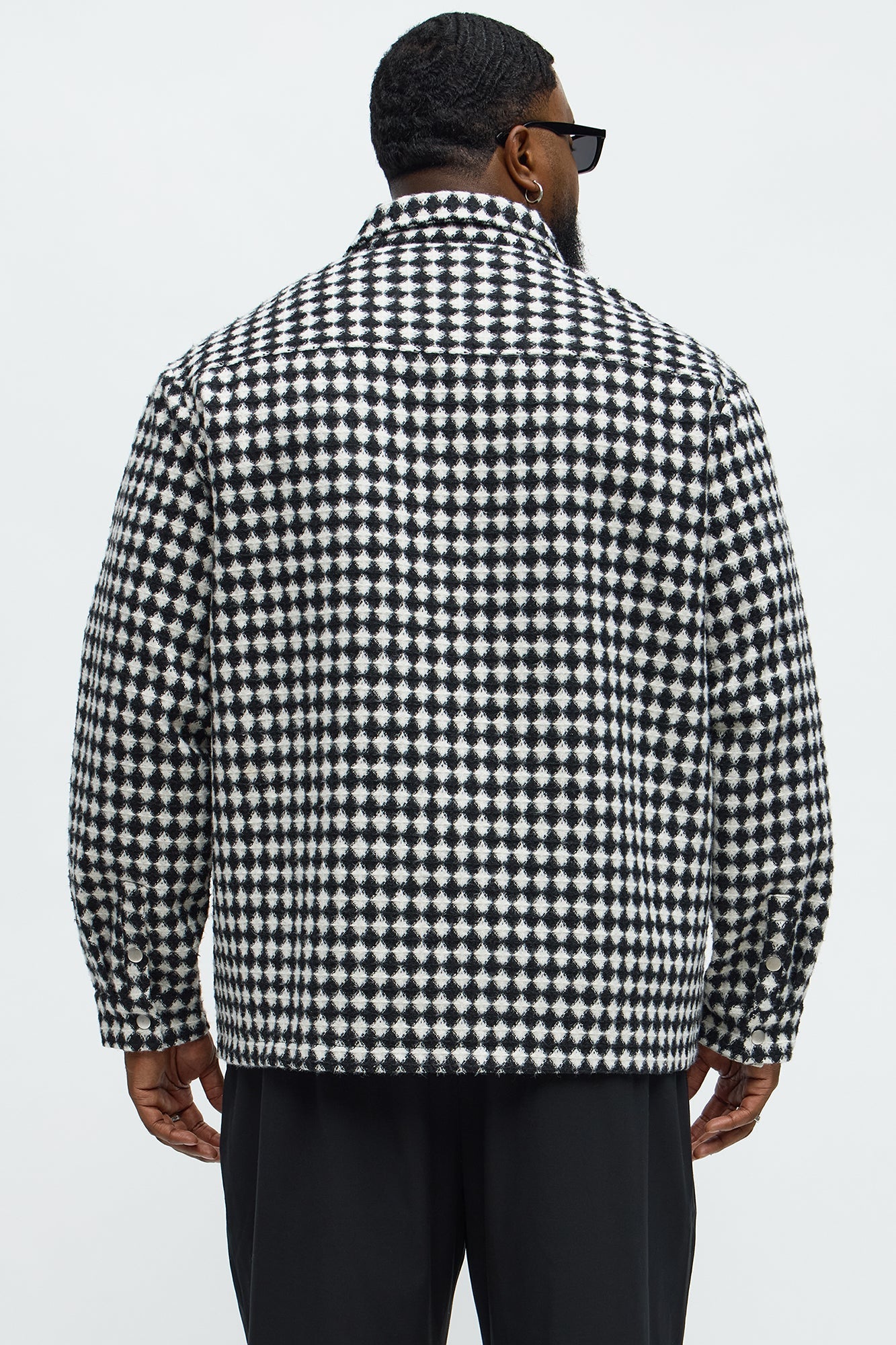 Textured Strike Out Shacket - Black/White