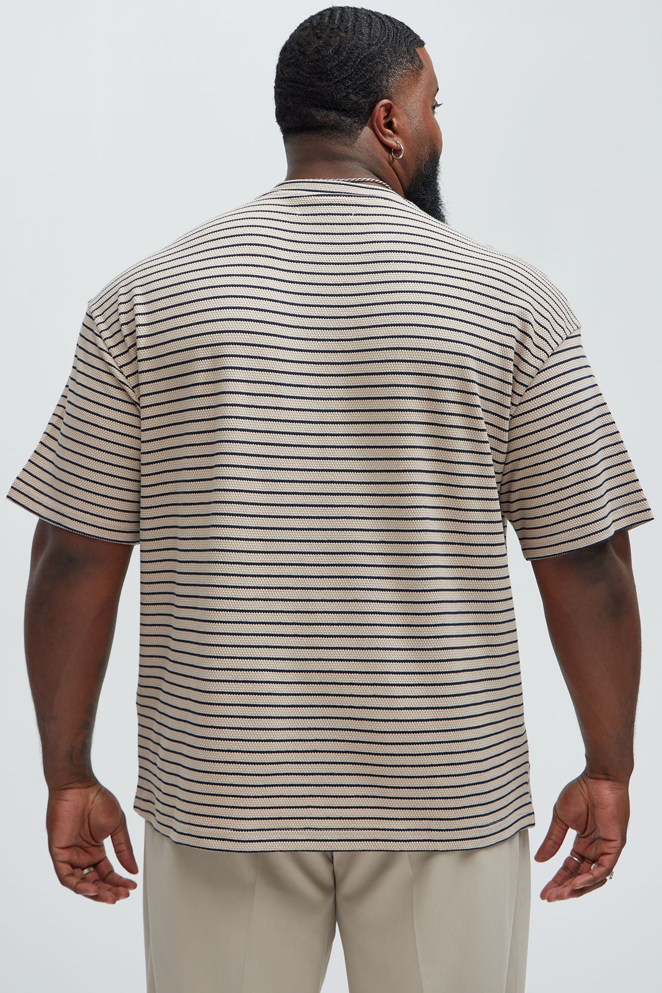 Honeycomb Striped Relaxed Short Sleeve - Cream/combo