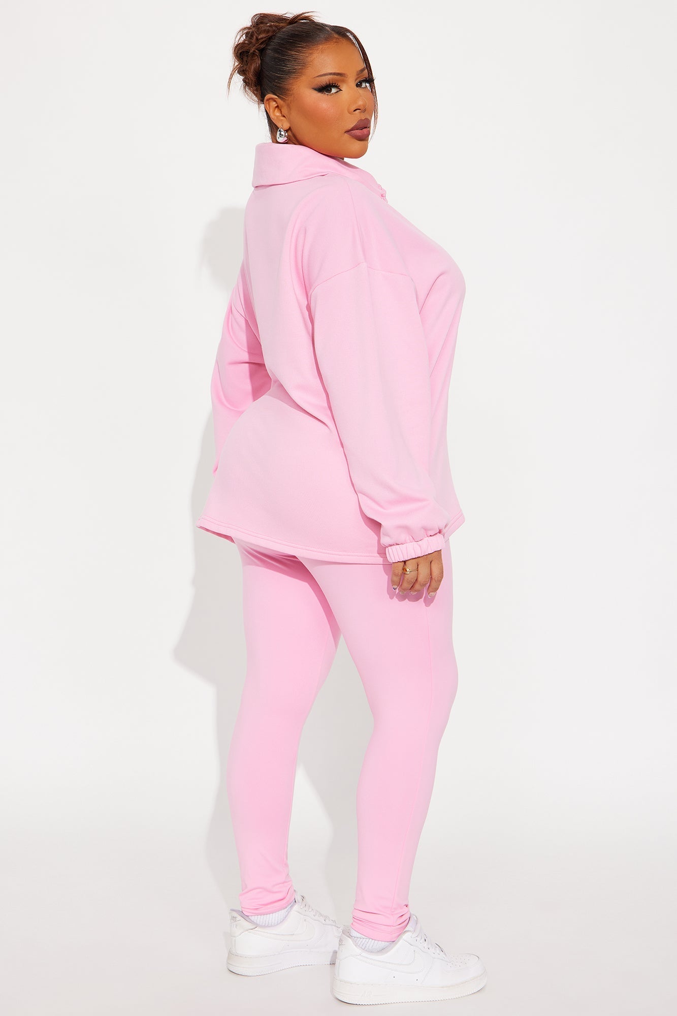 Beverly Quarter Zip Fleece Pant Set - Pink