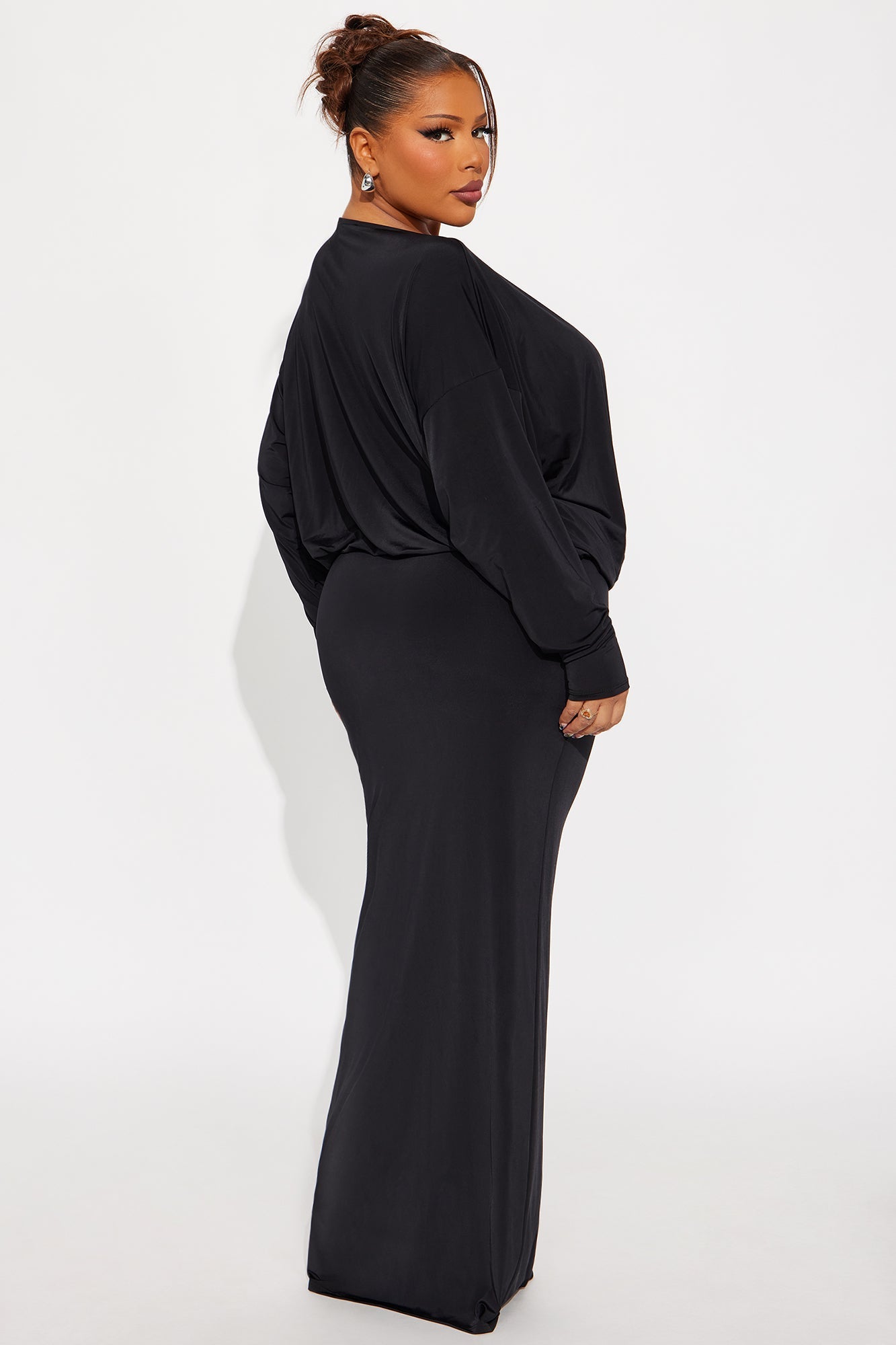 Best At It Long Sleeve Maxi Dress - Black