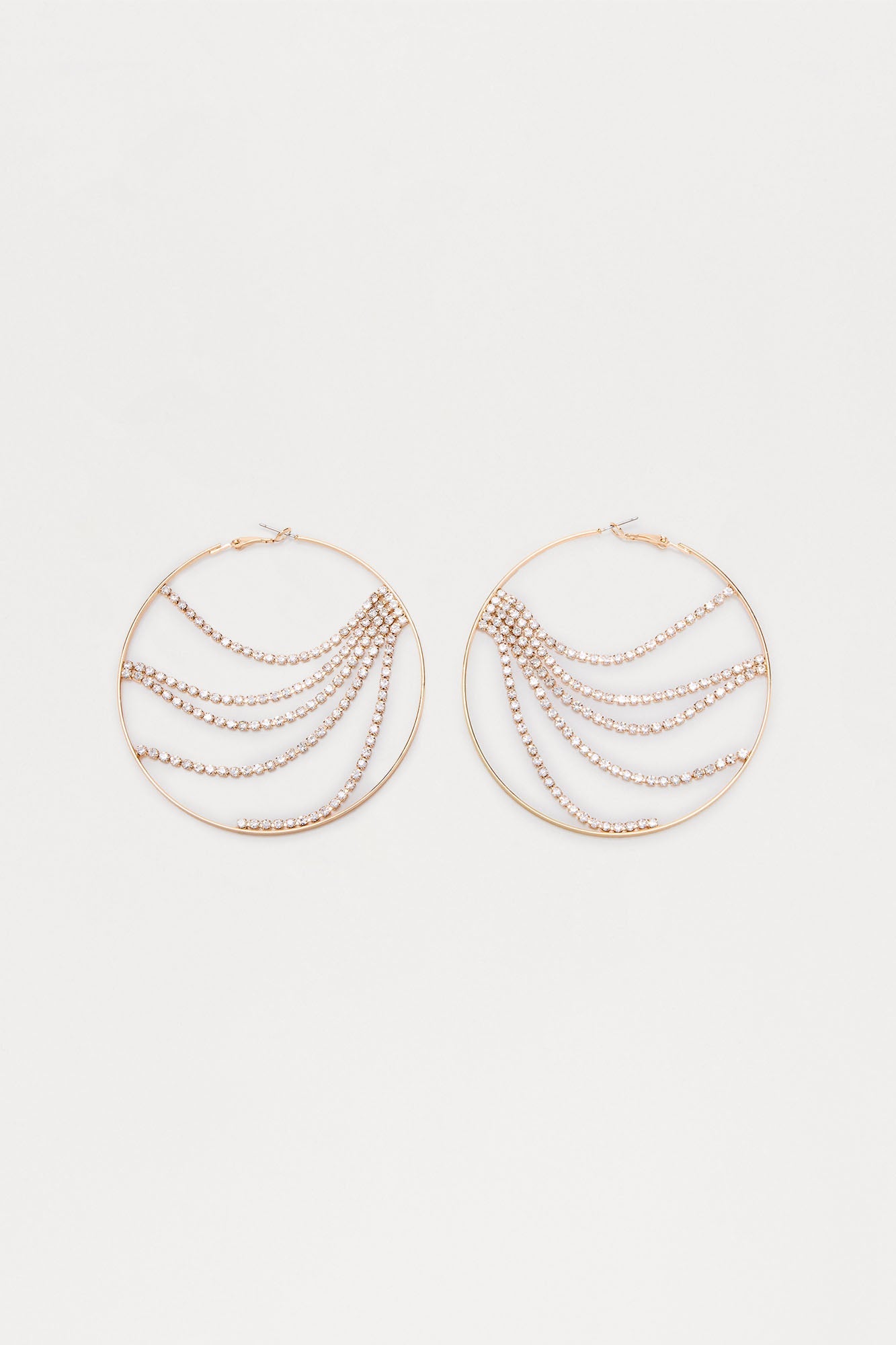 Regal Vibes Rhinestone Chainlink Hoop Earrings - Gold