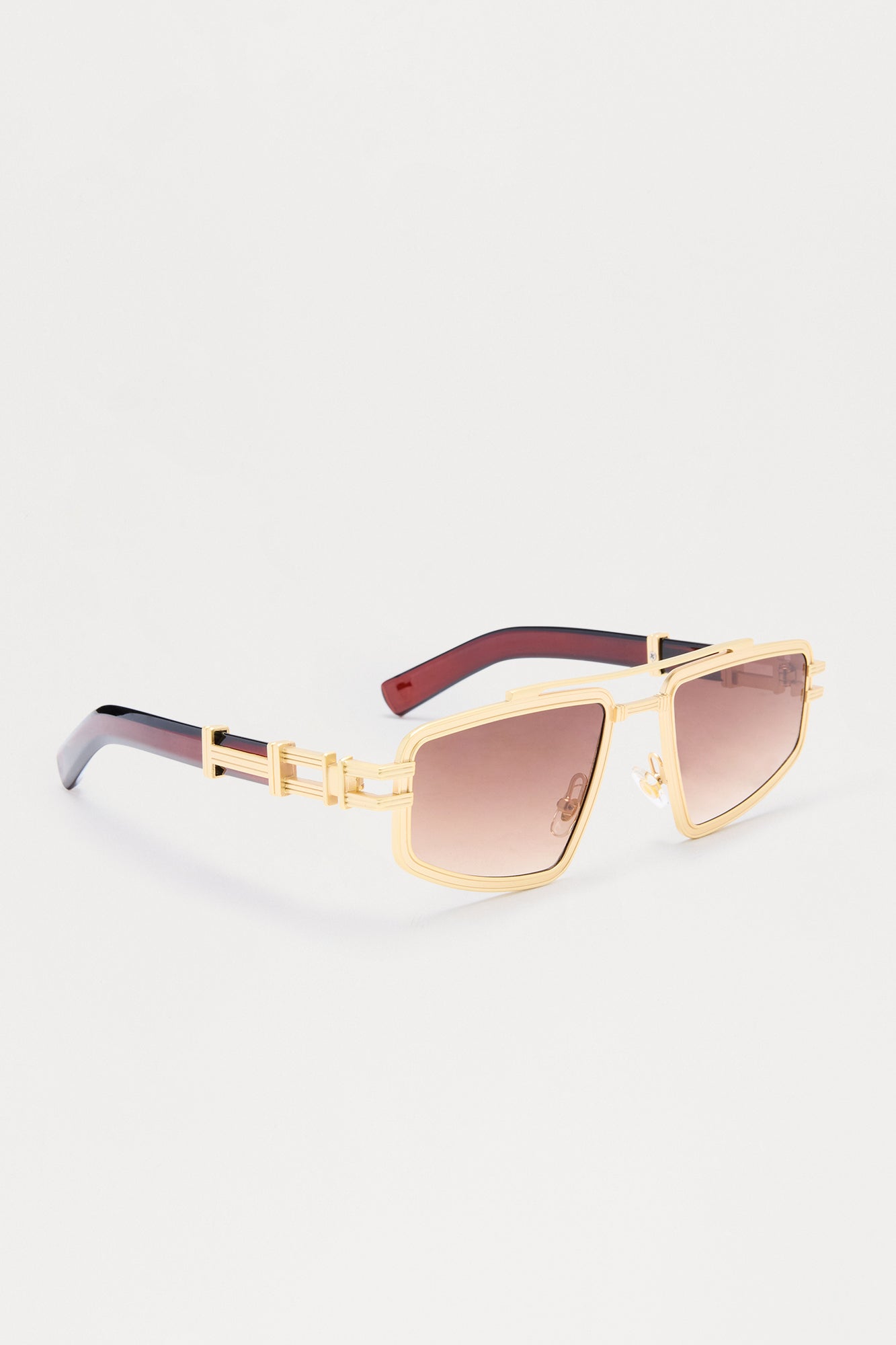 Engineered Aviator Metal Frame Sunglasses - Gold/Brown