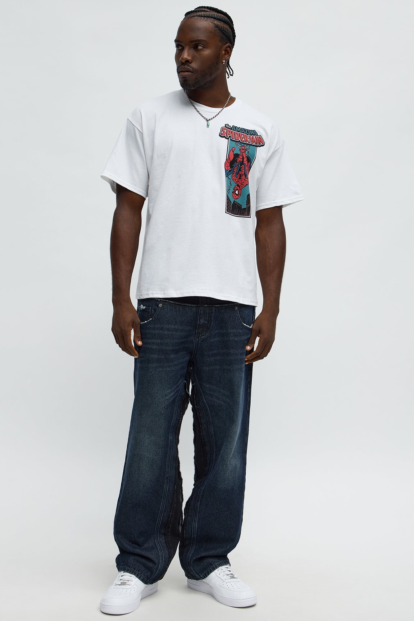 Spiderman Spidey Senses Boxy Short Sleeve Tee - White