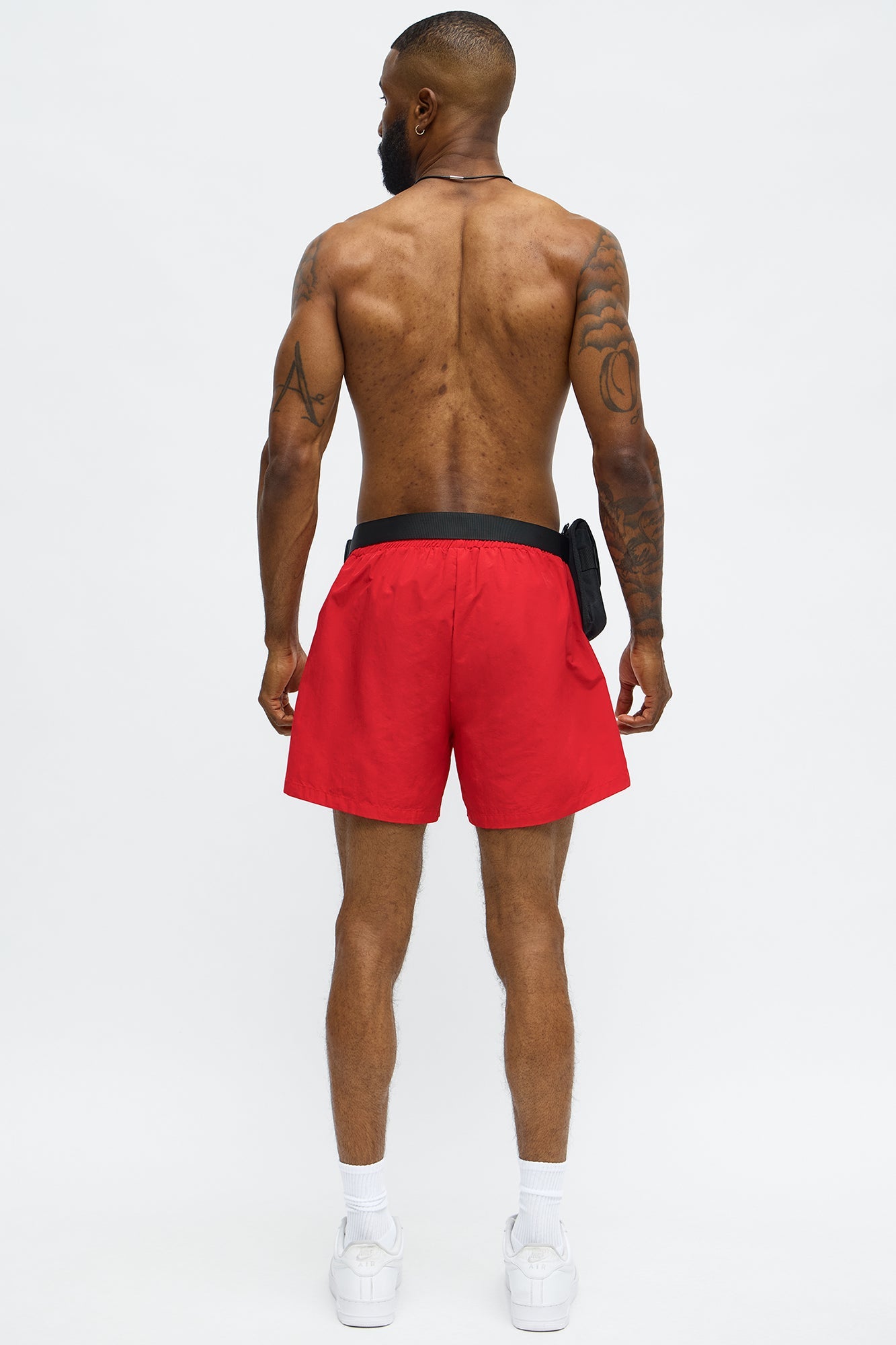 Male Villa Bombshell 3 Piece Swim Trunk And Mic Halloween Costume - Red