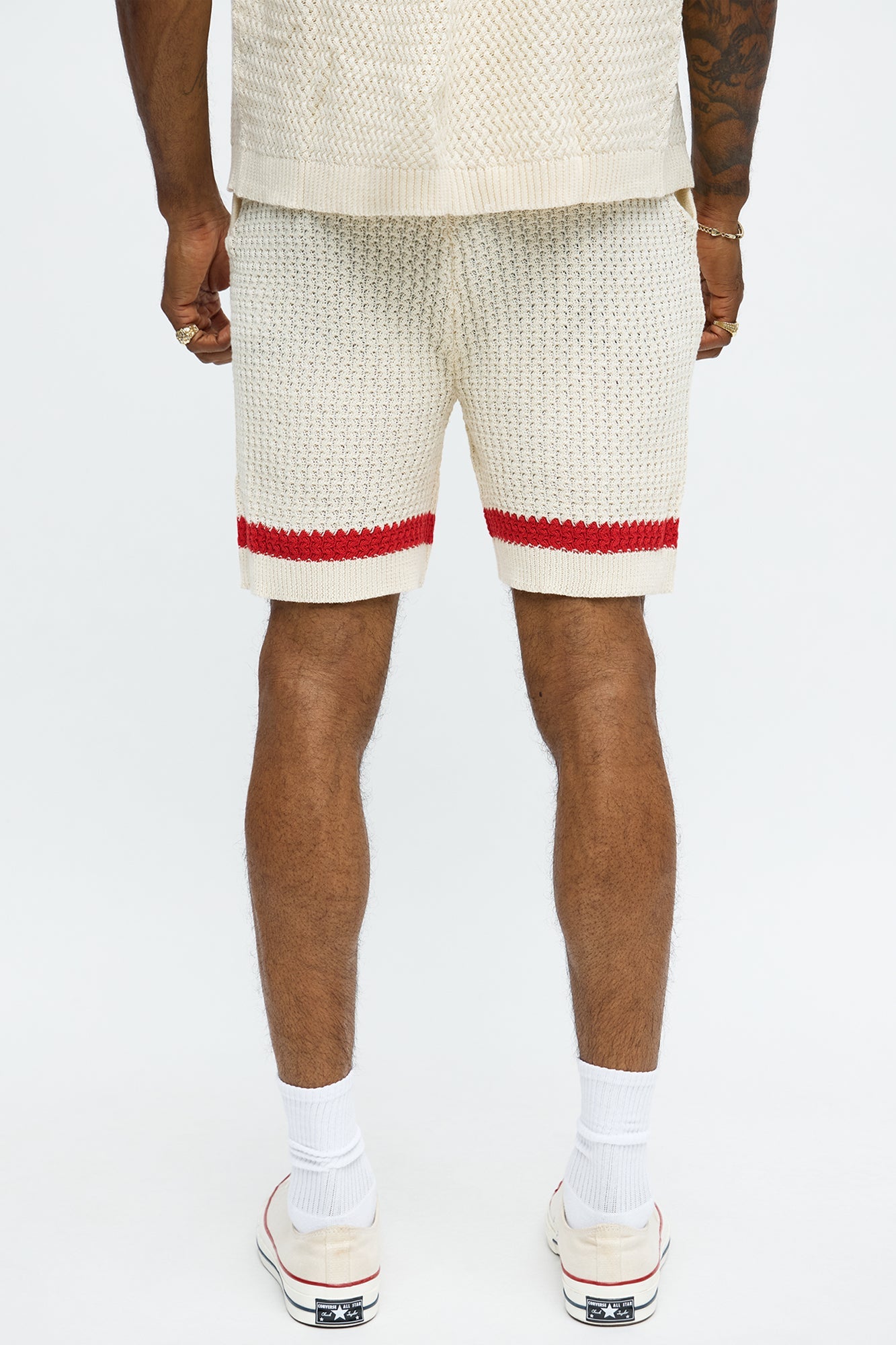 Relaxed Margarita Knit Shorts - Red/White