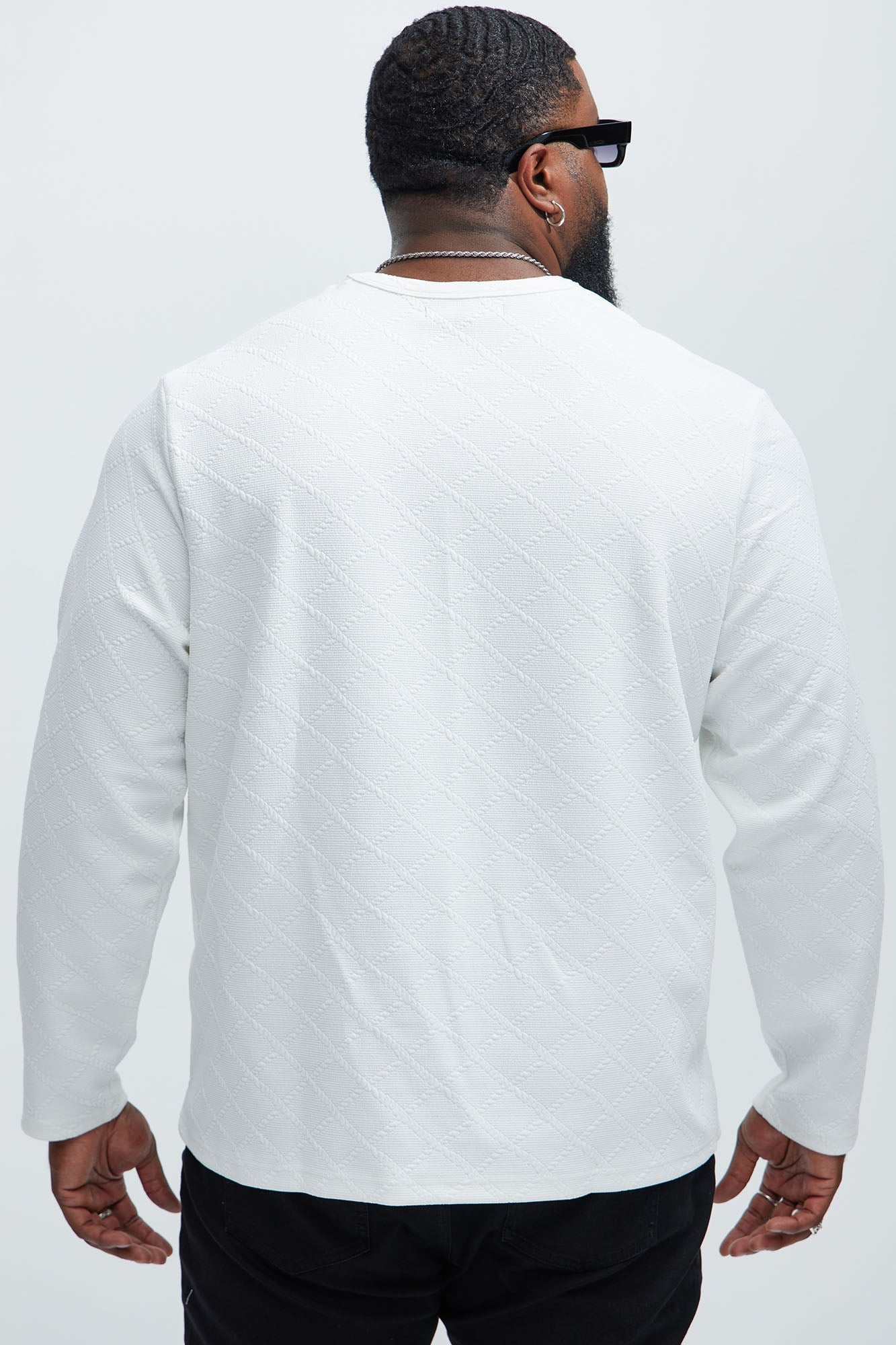 Lingo Textured Long Sleeve Tee - White