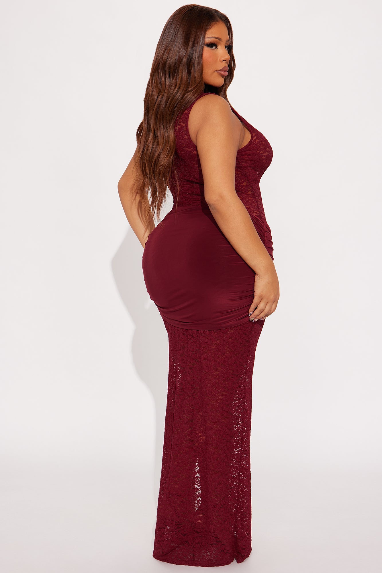 Bianca Lace Maxi Dress - Wine