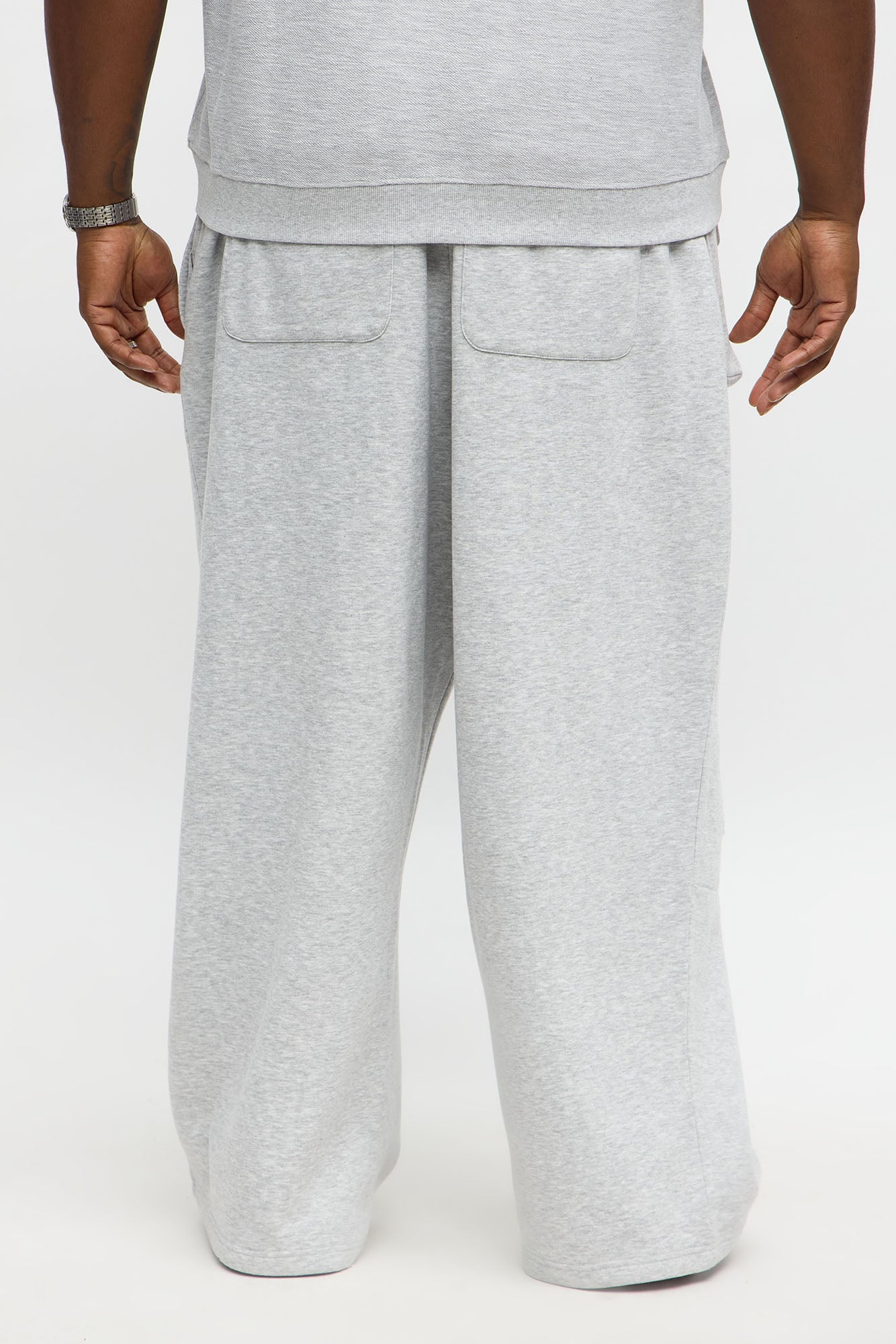 Baggy Snap Pocket Distressed Sweatpants - Heather Grey