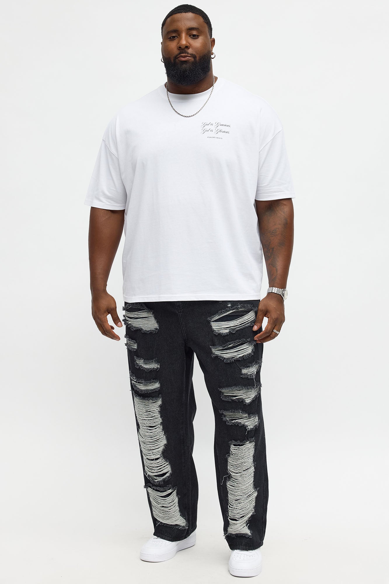 God Is Gracious Oversized Short Sleeve Tee - White