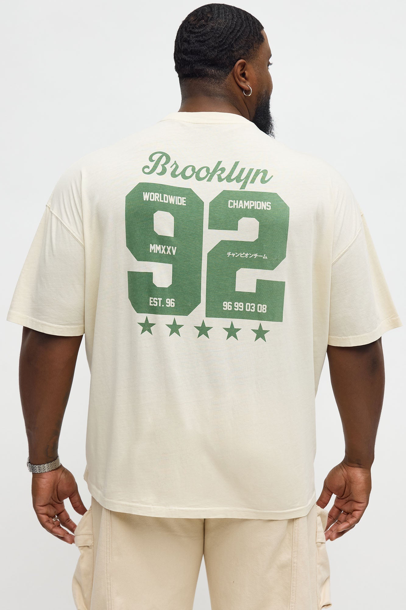 Brooklyn Worldwide 92 Oversized Short Sleeve Tee - Cream