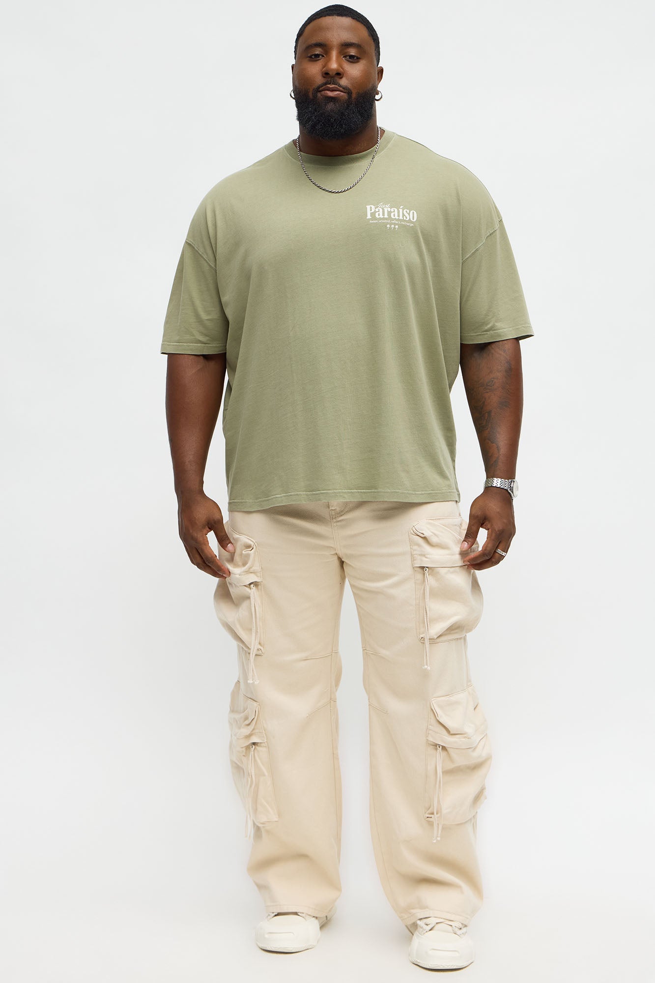 Just Paradise Oversized Short Sleeve Tee - Olive